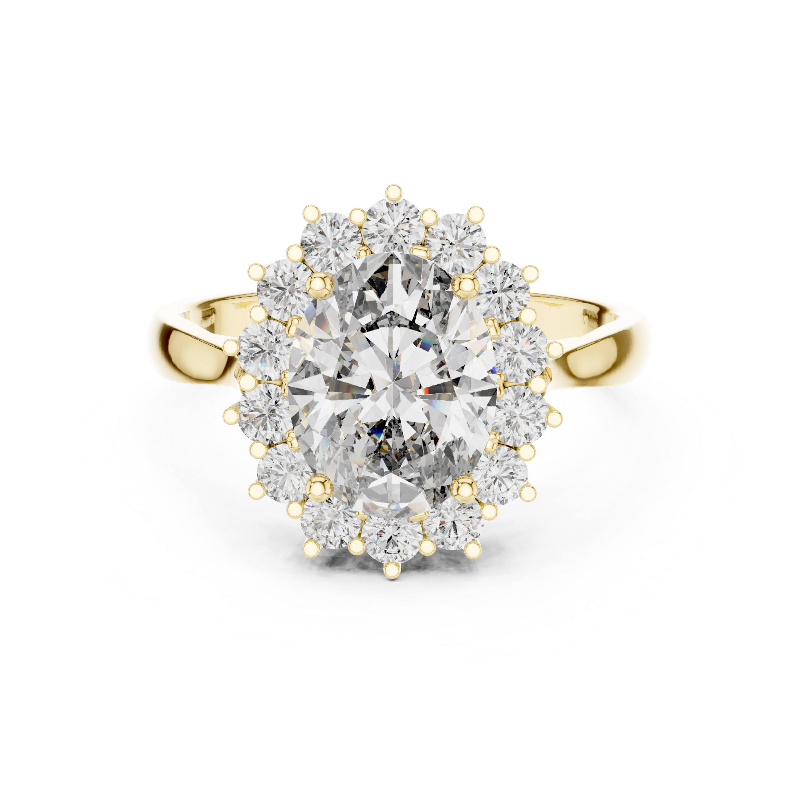 Oval Halo Engagement Ring with Diamond Cluster Frame