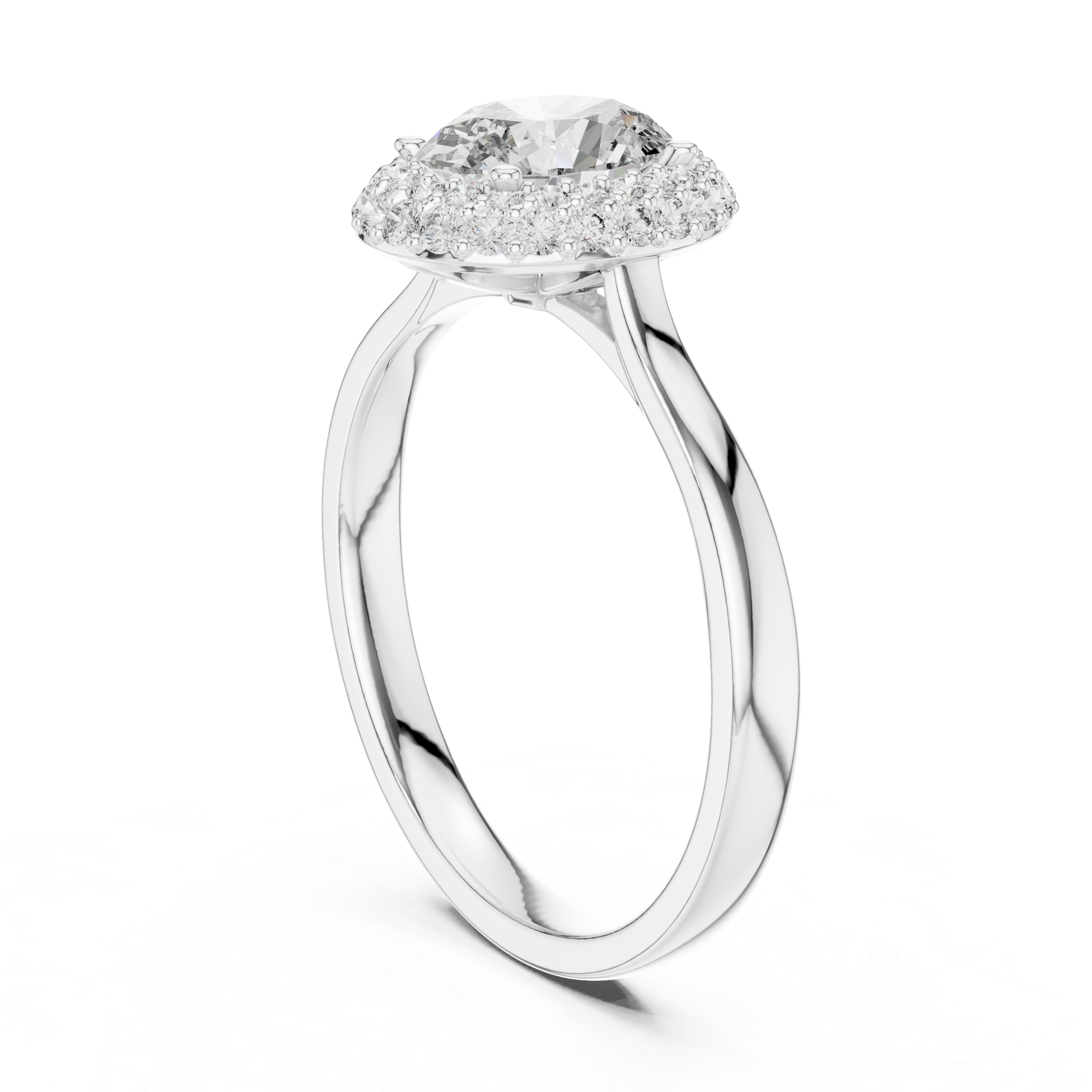 Double Halo Oval Engagement Ring with Pavé Diamond Frame