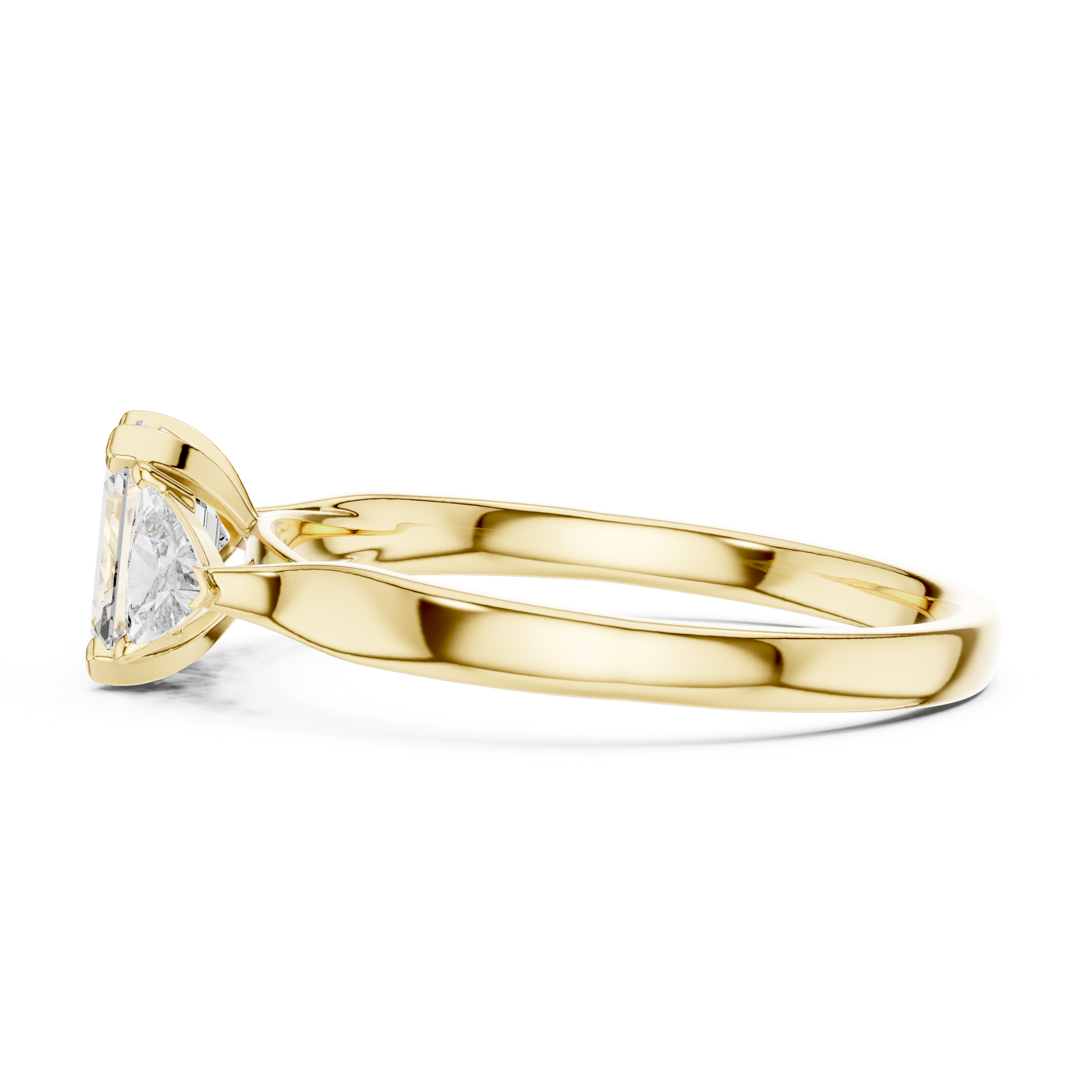 Emerald Cut Three Stone Engagement Ring with Trillion Side Stones