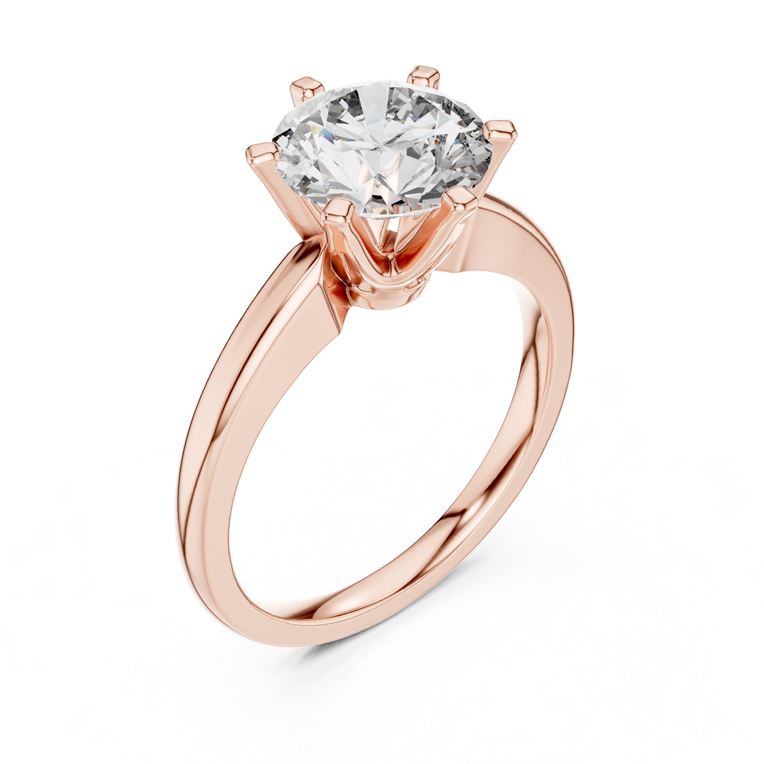 Classic Round Cut Solitaire Engagement Ring with Six Prong Setting