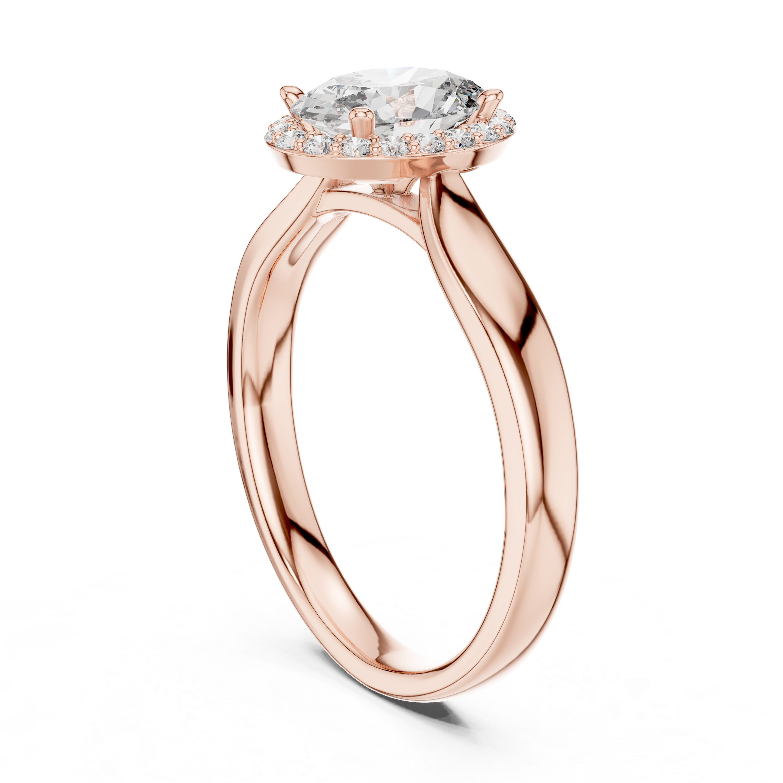 Oval Halo Engagement Ring with Classic High Polish Band
