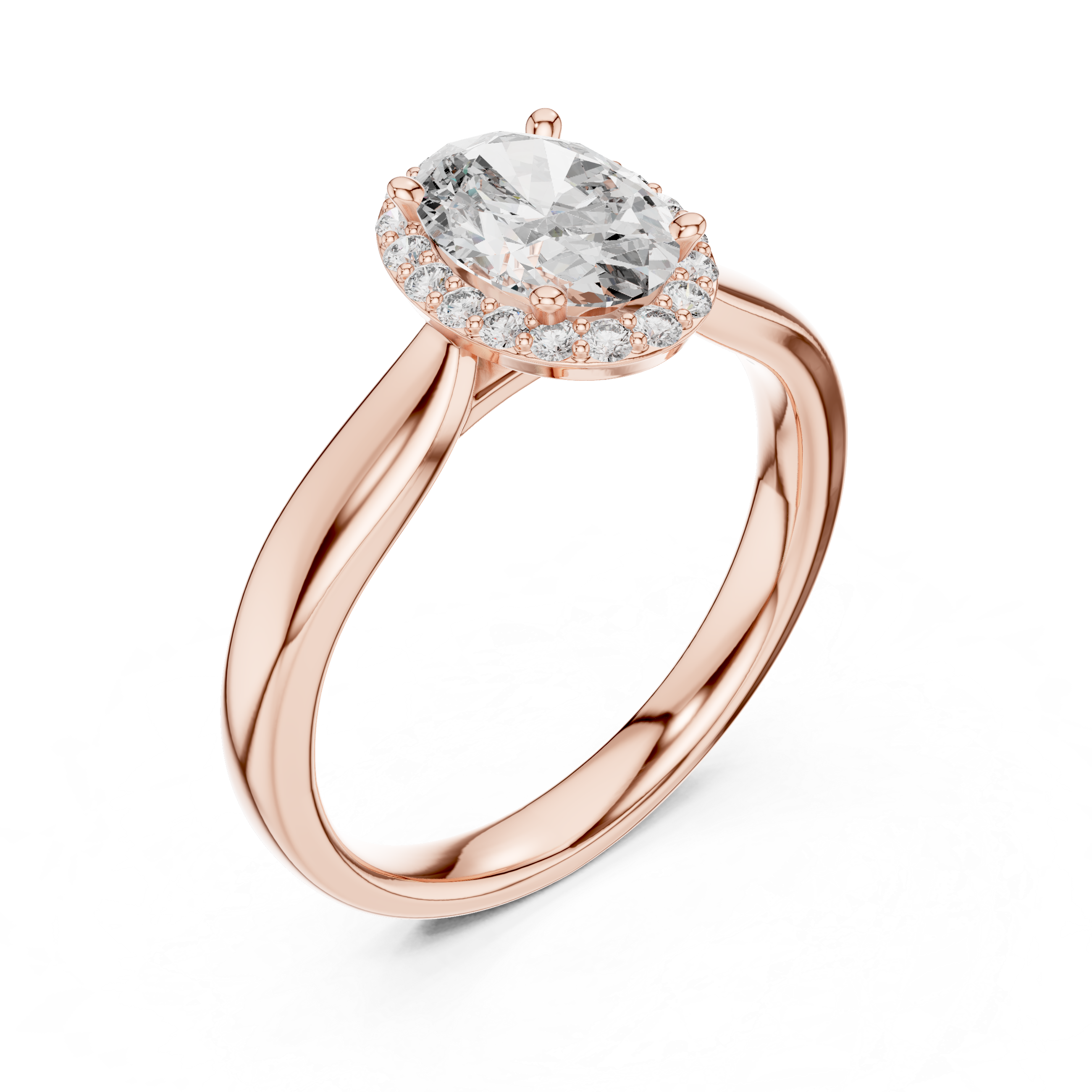 Oval Halo Engagement Ring with Classic High Polish Band