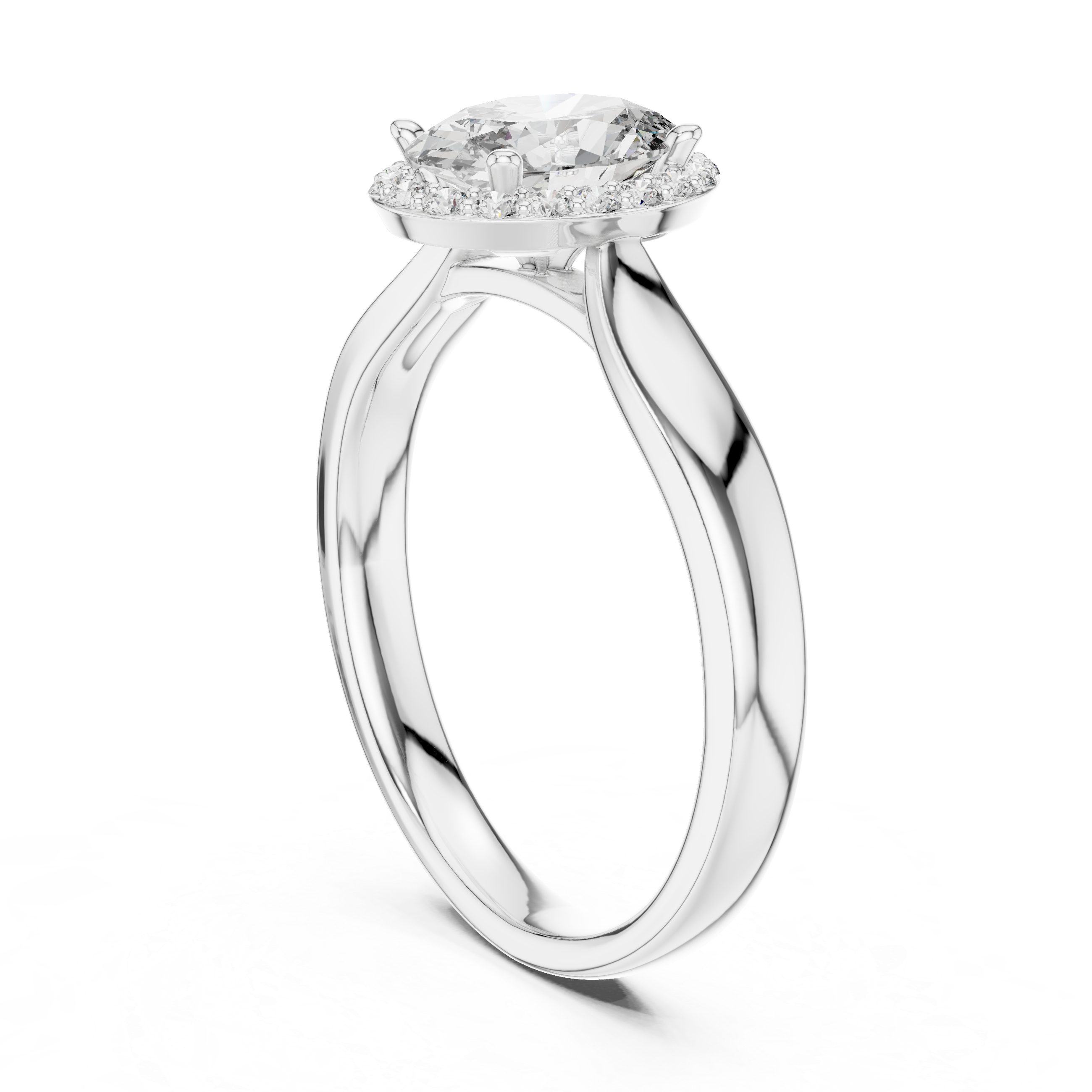 Oval Halo Engagement Ring with Classic High Polish Band