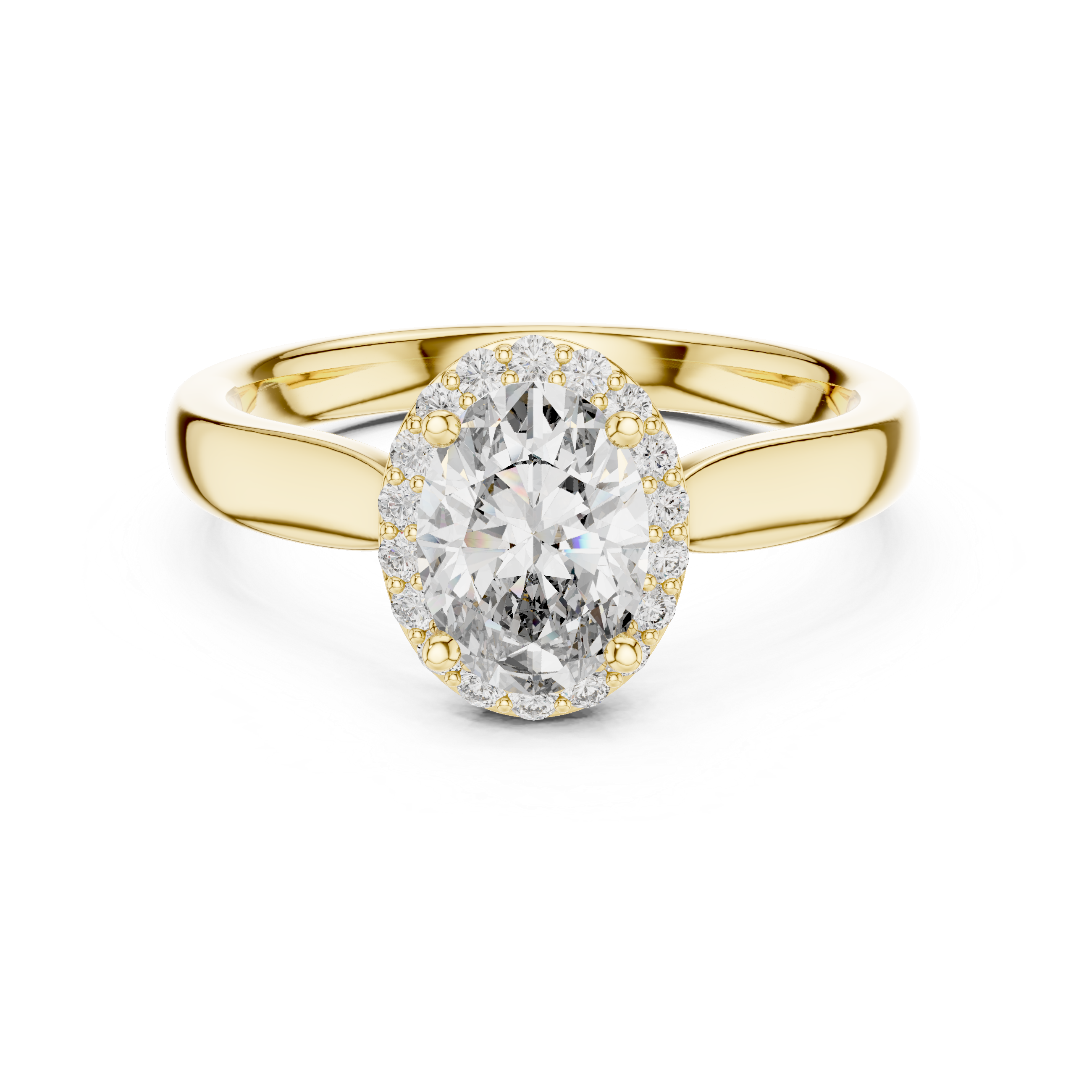 Oval Halo Engagement Ring with Classic High Polish Band