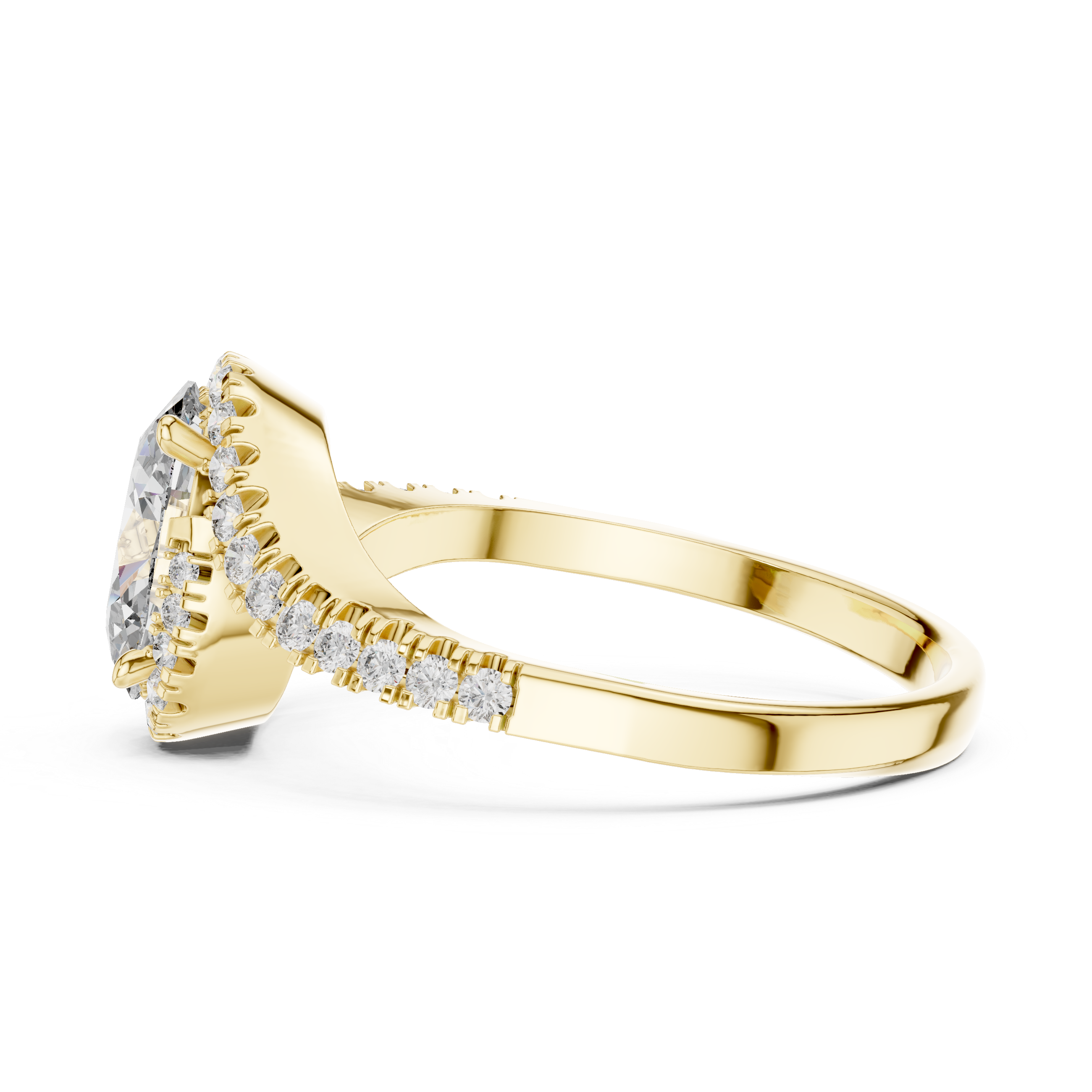 Oval Halo Engagement Ring with Twisted Pavé Diamond Band