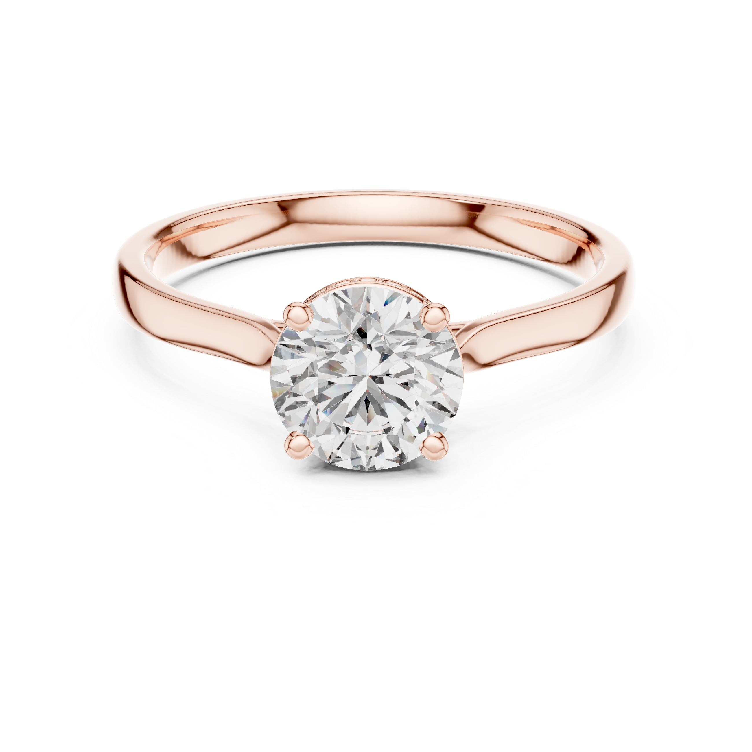 Classic Solitaire Engagement Ring with Hidden Halo and Round Brilliant Diamond