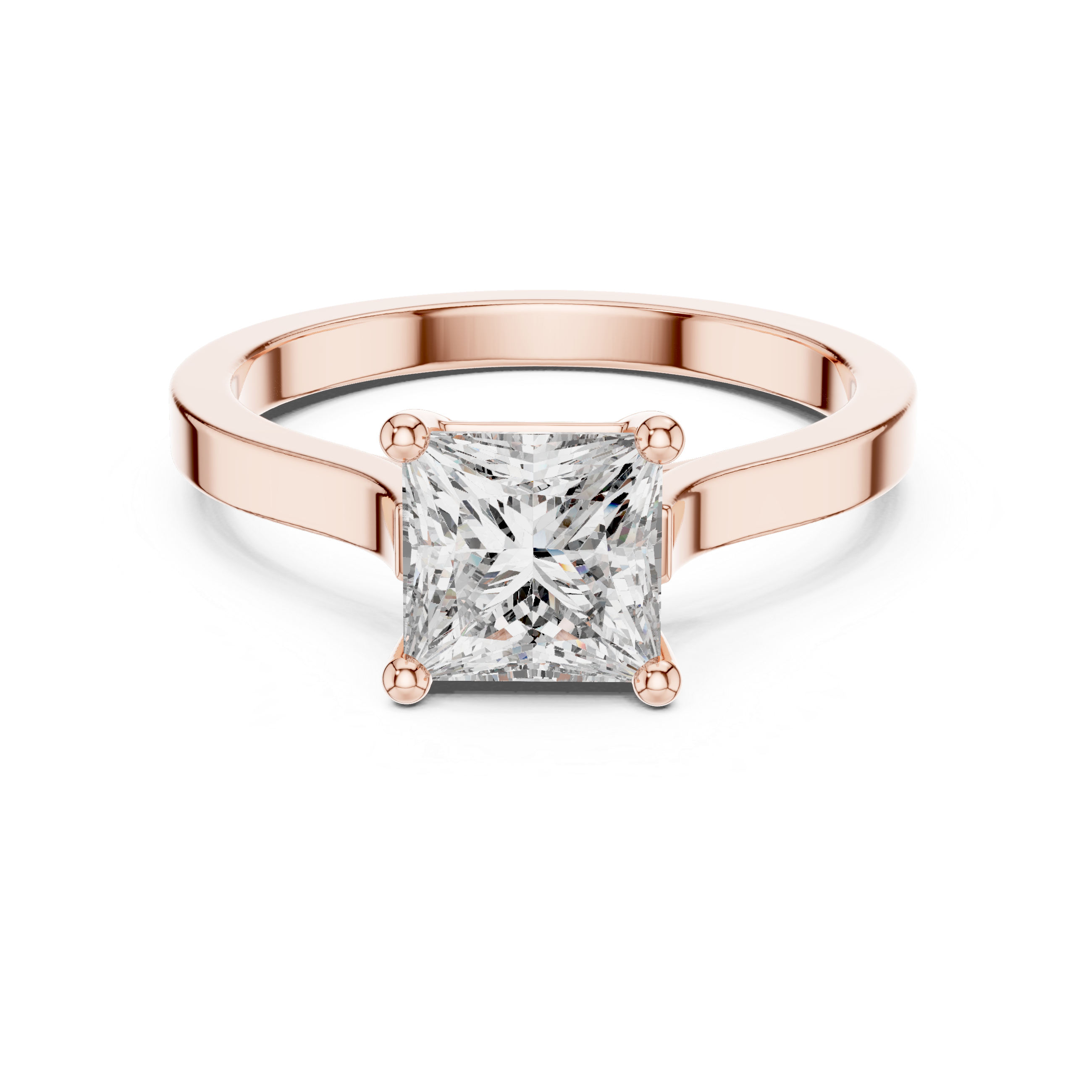 Princess Cut Solitaire Engagement Ring with Pavé Diamond Band
