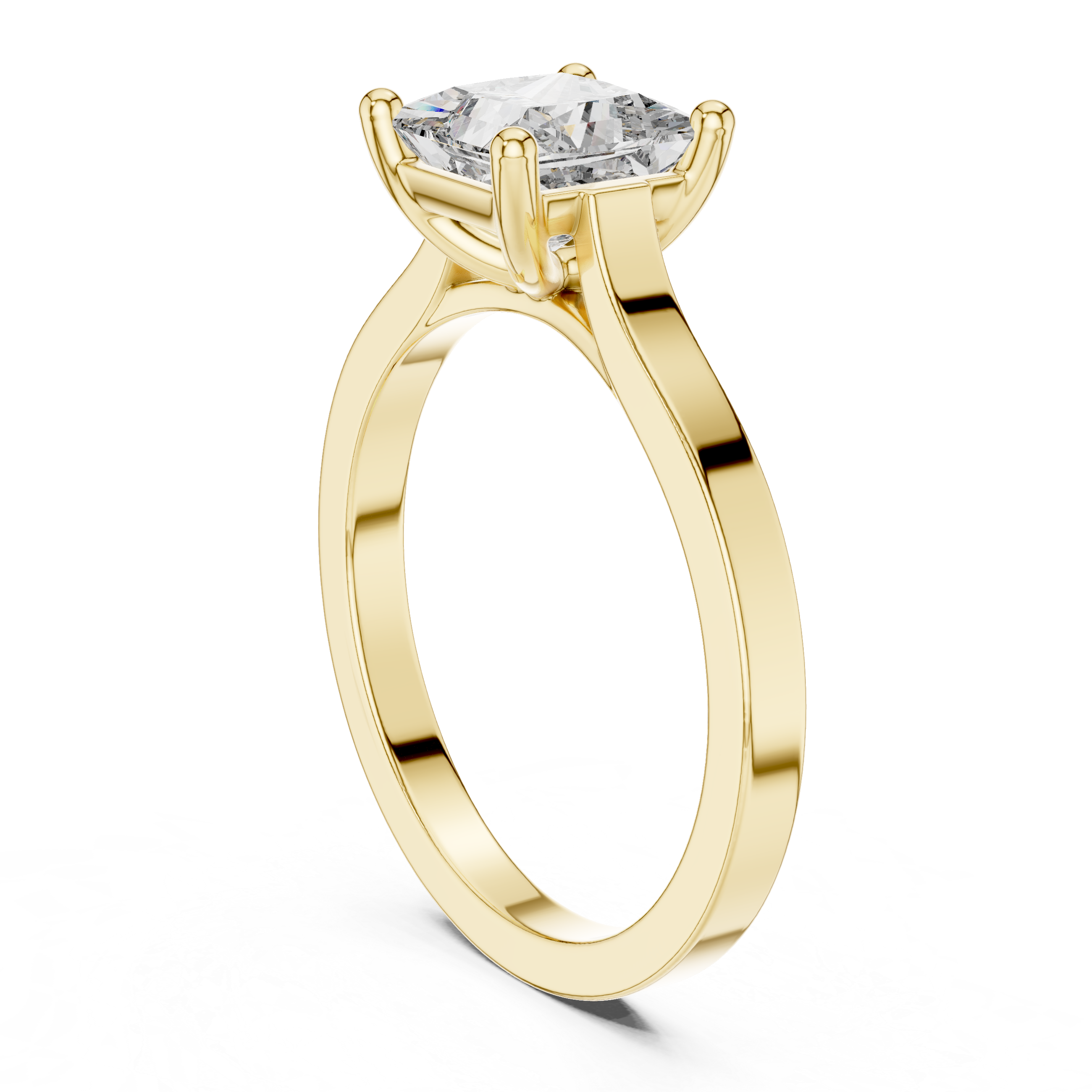 Princess Cut Solitaire Engagement Ring with Pavé Diamond Band