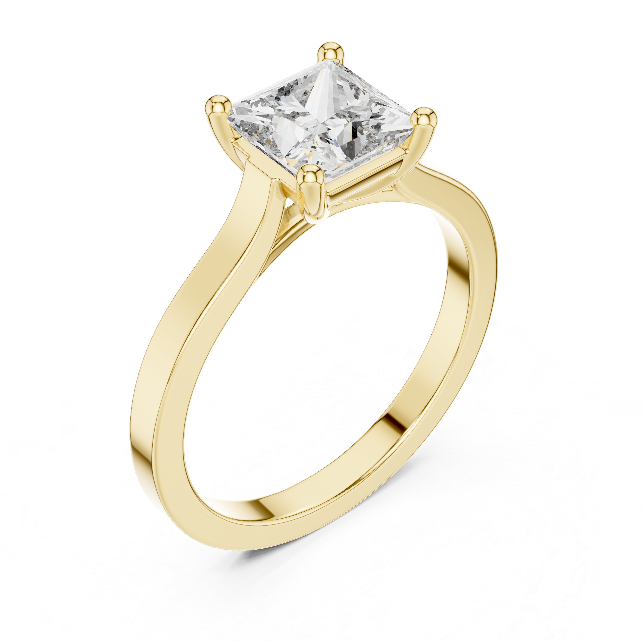 Princess Cut Solitaire Engagement Ring with Pavé Diamond Band