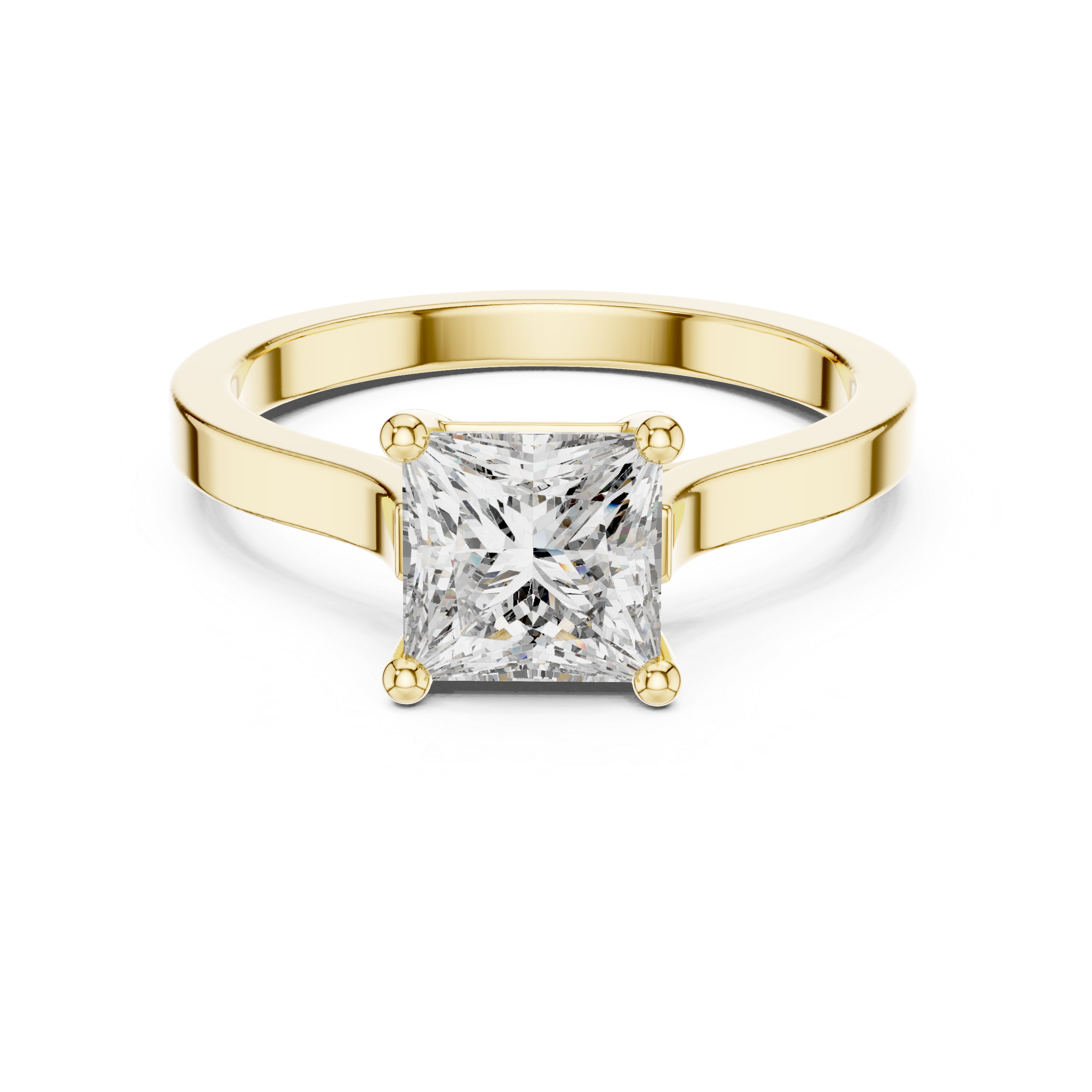 Princess Cut Solitaire Engagement Ring with Pavé Diamond Band