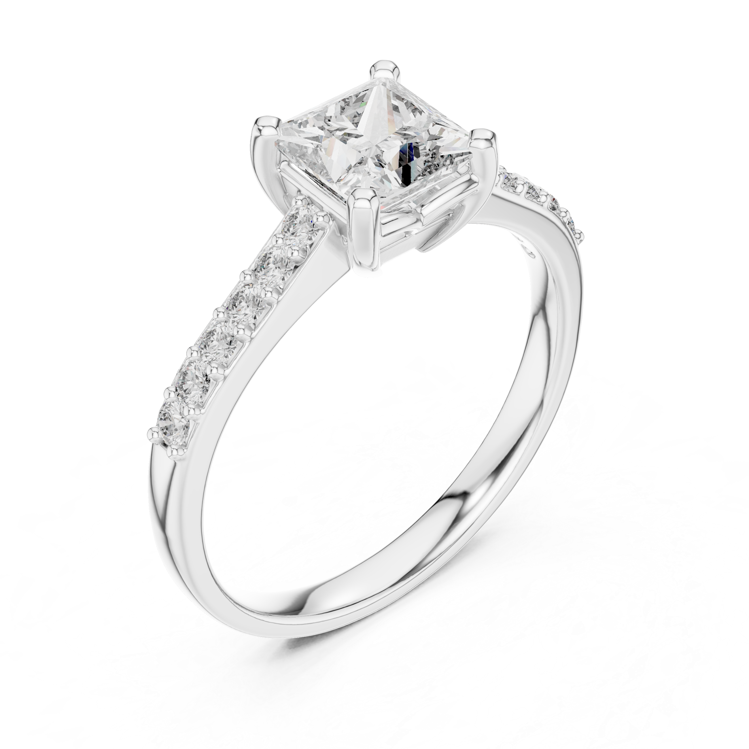 Minimalist Princess Cut Solitaire Engagement Ring