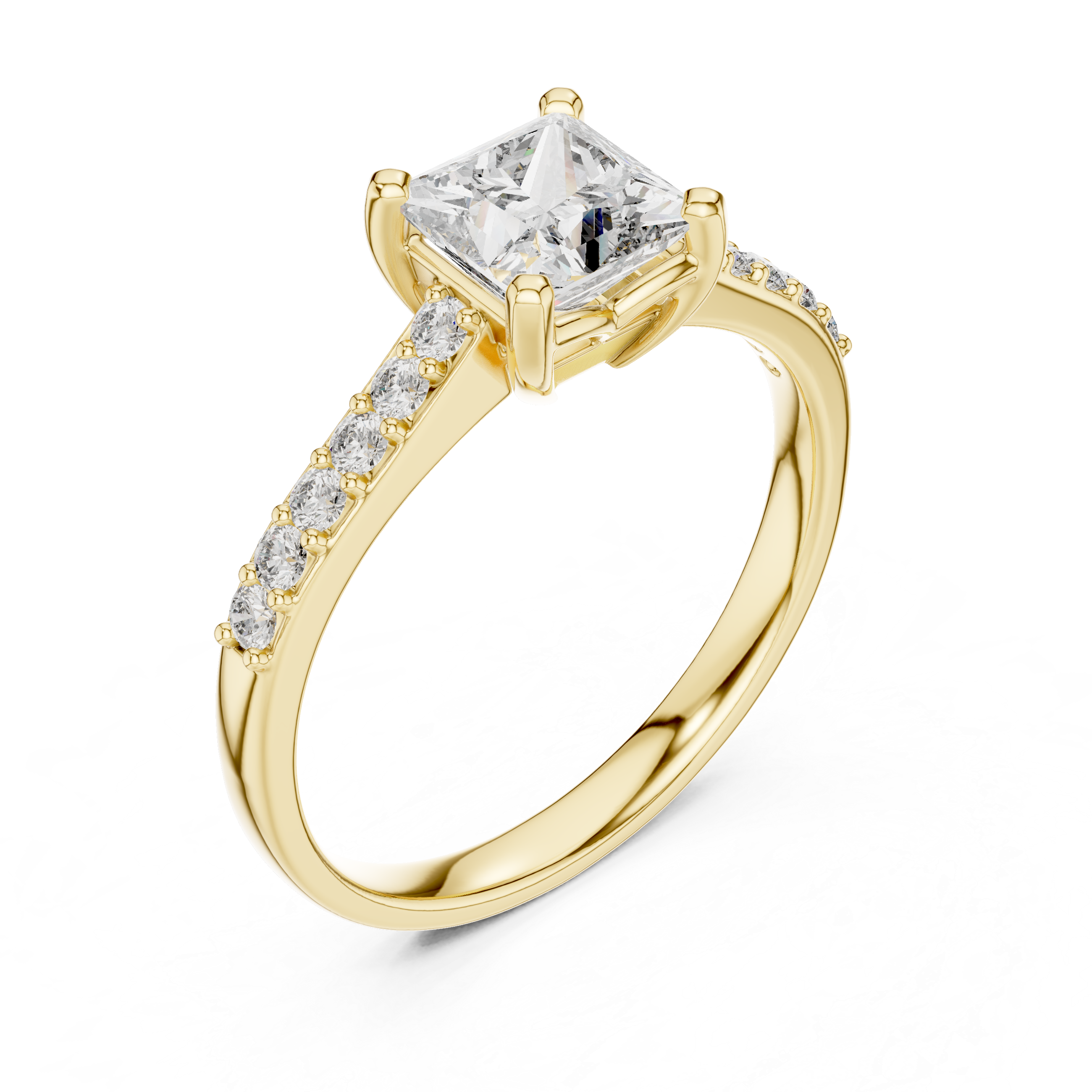 Minimalist Princess Cut Solitaire Engagement Ring