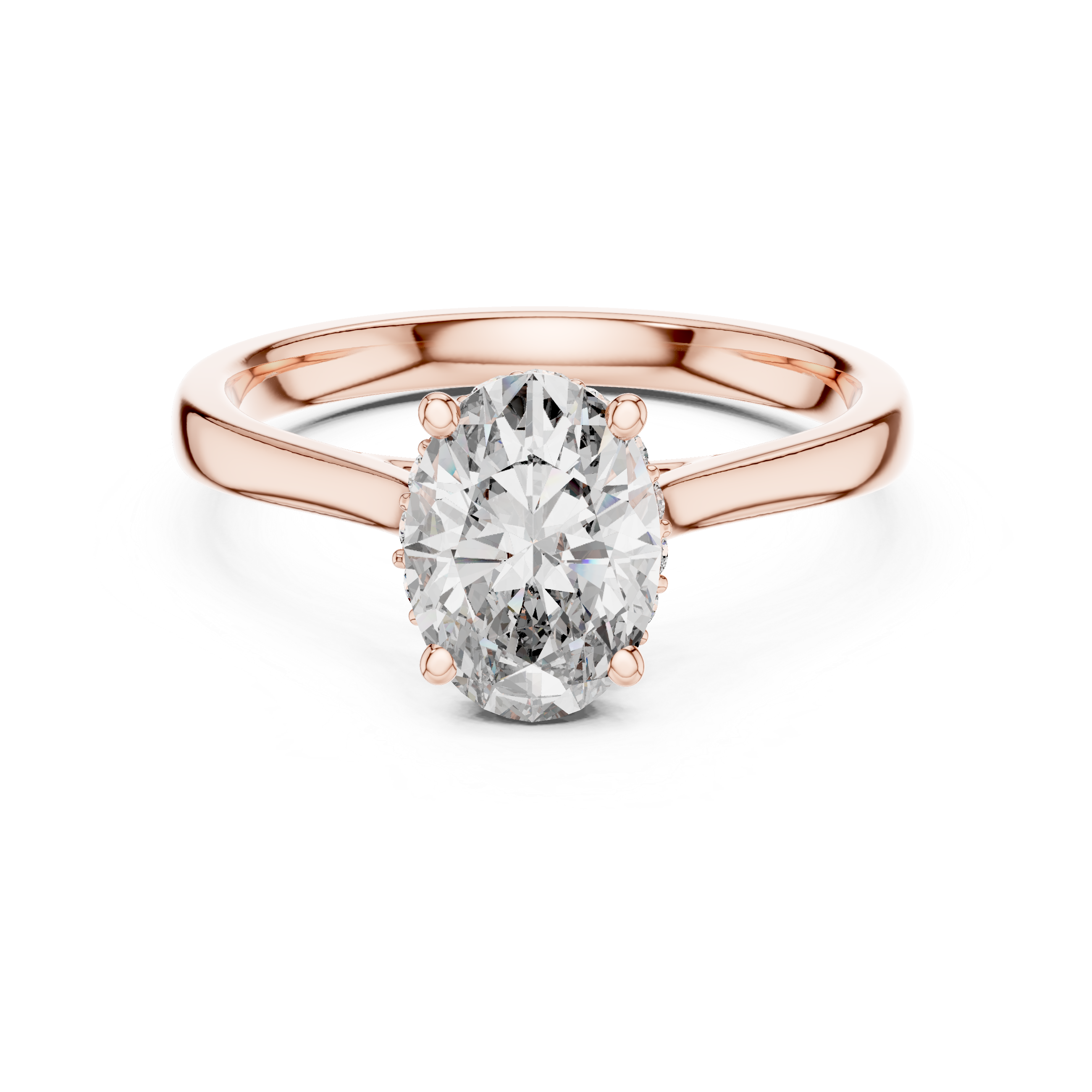 Oval Solitaire Engagement Ring with Hidden Halo Detail