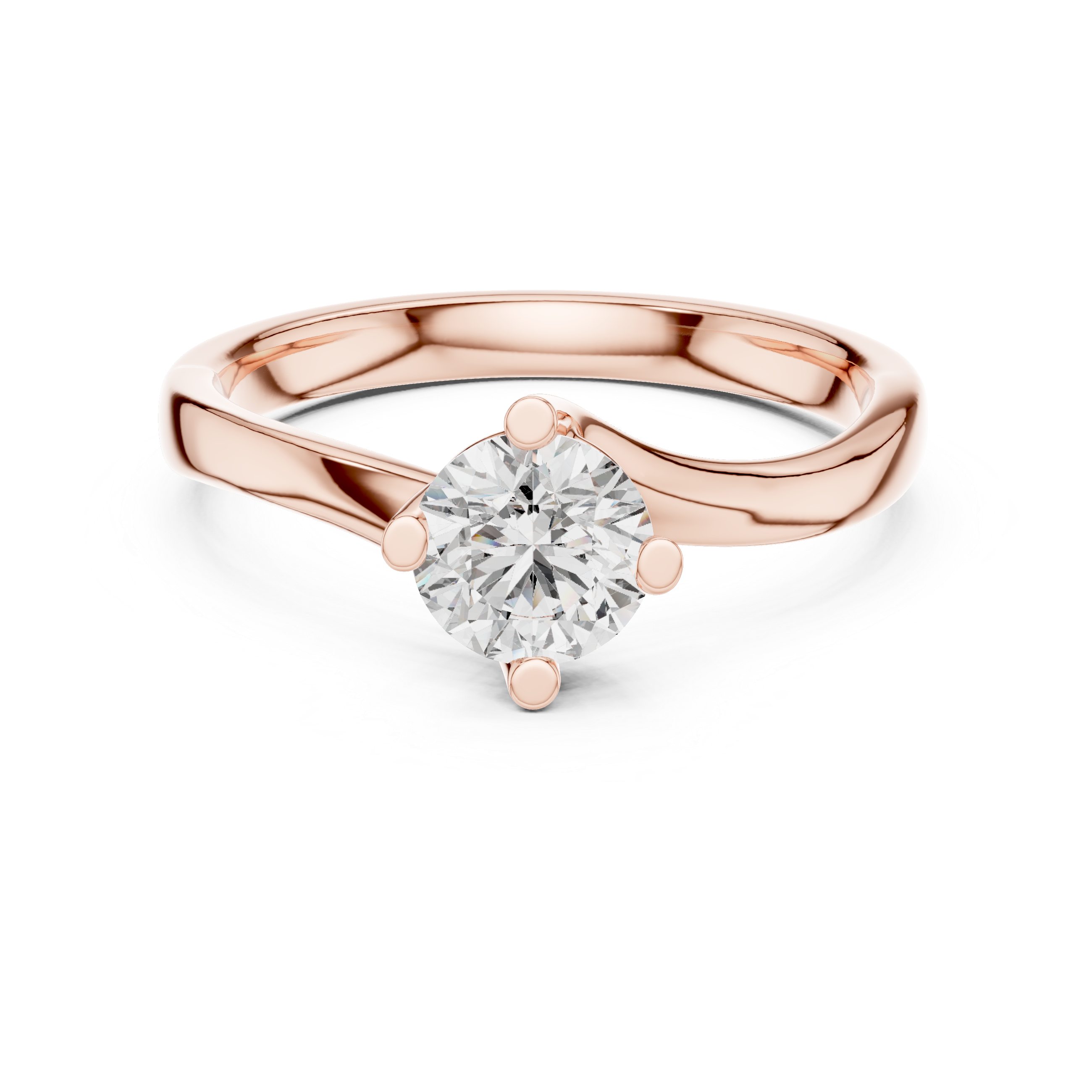 Twisted Solitaire Engagement Ring with Round Cut Center Stone