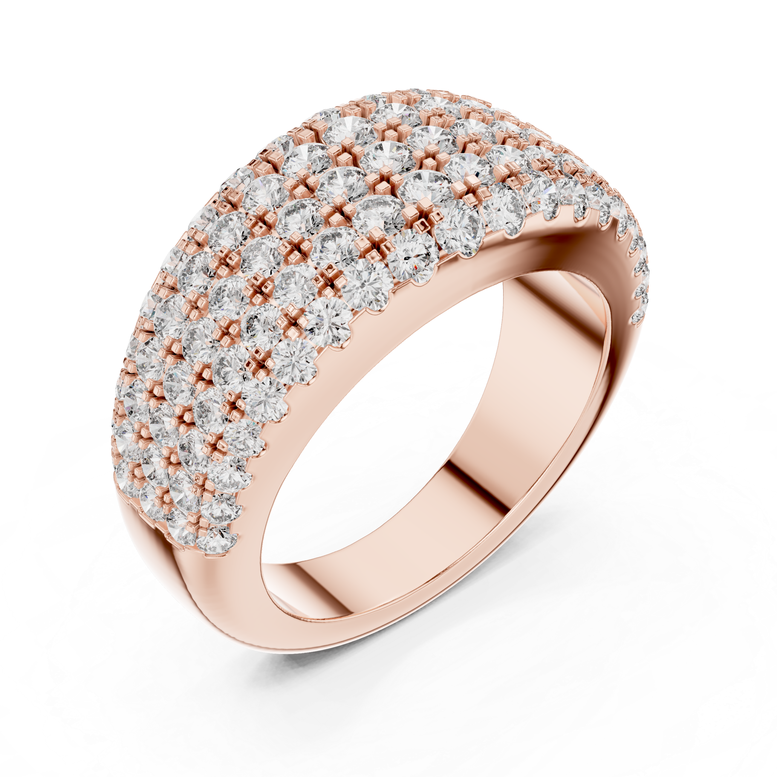 Multi-Row Pavé Diamond Dome Ring