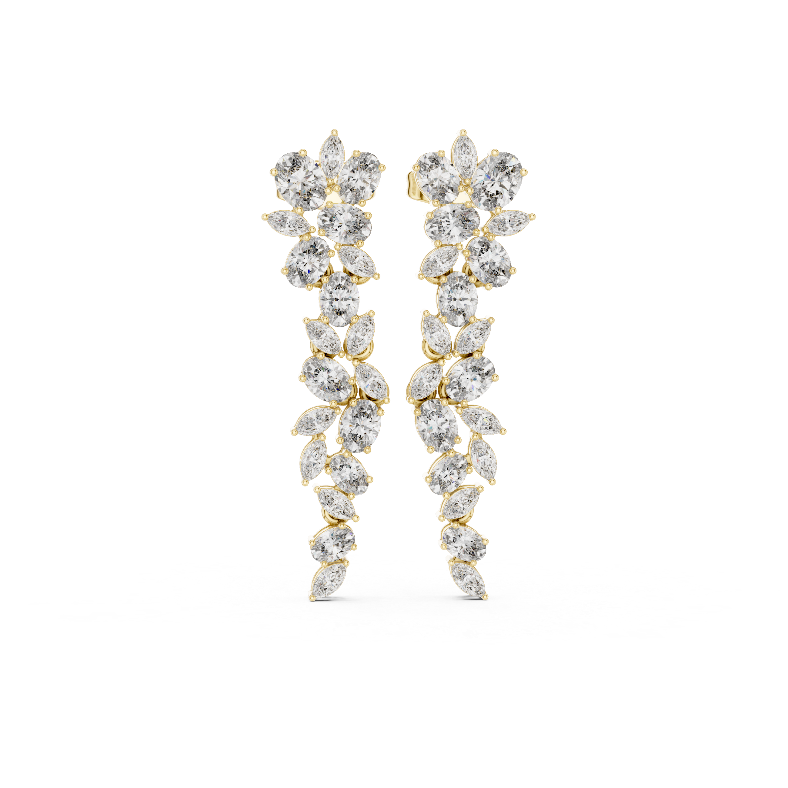Luxury Floral Diamond Drop Earrings