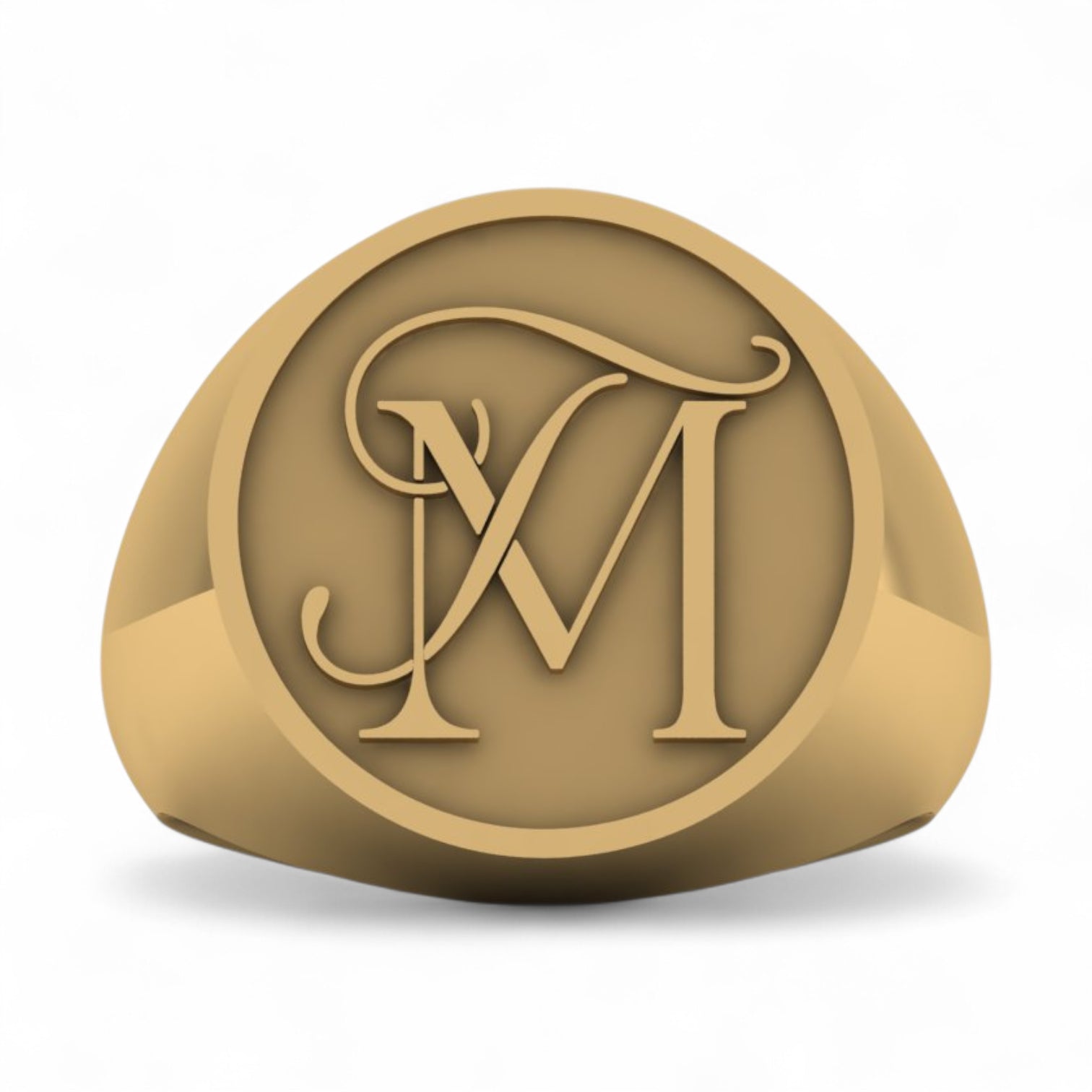 Custom Monogram Ring – Handcrafted Precious Round Face Signet Ring