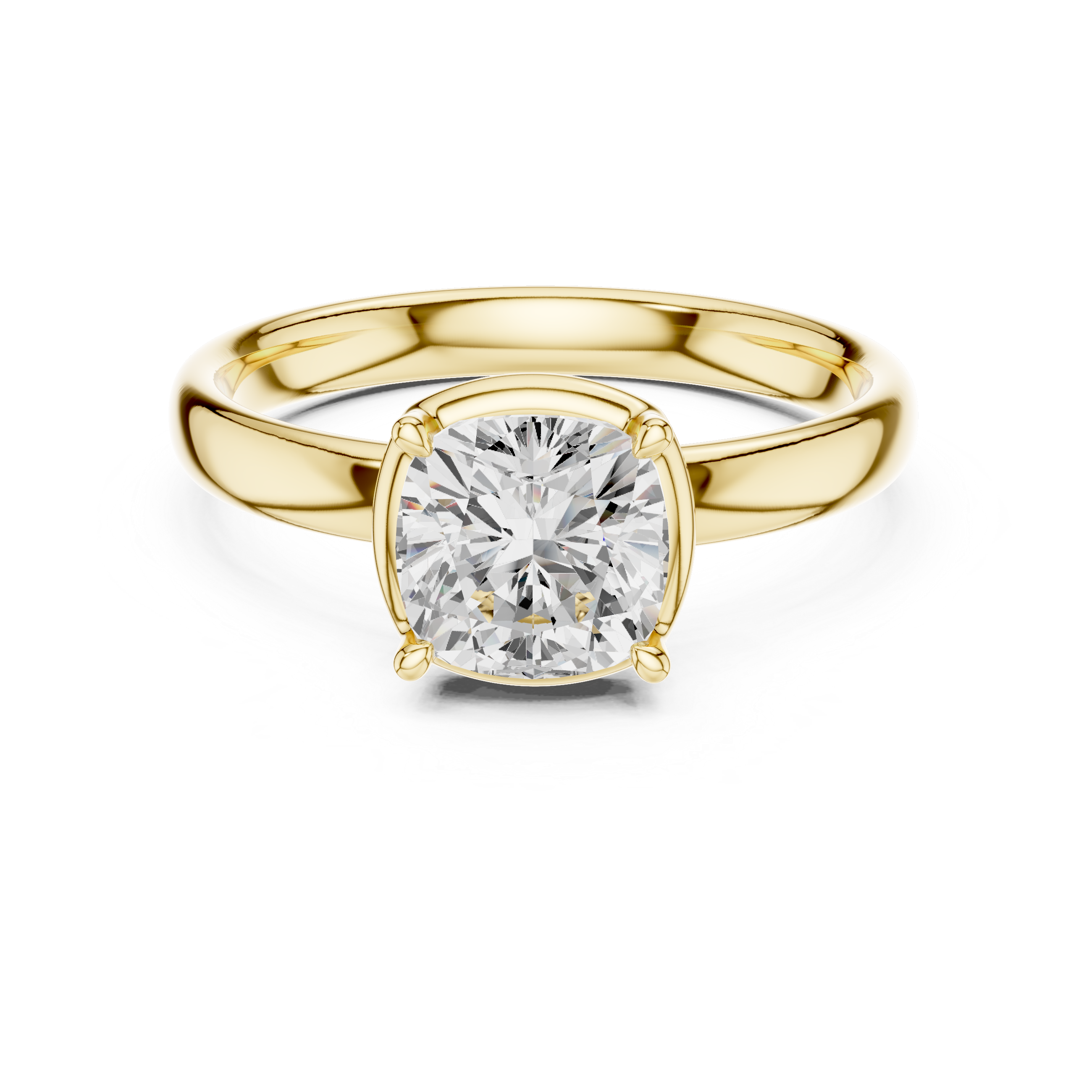 Cushion Cut Solitaire Ring – Soft Edge Classic Design