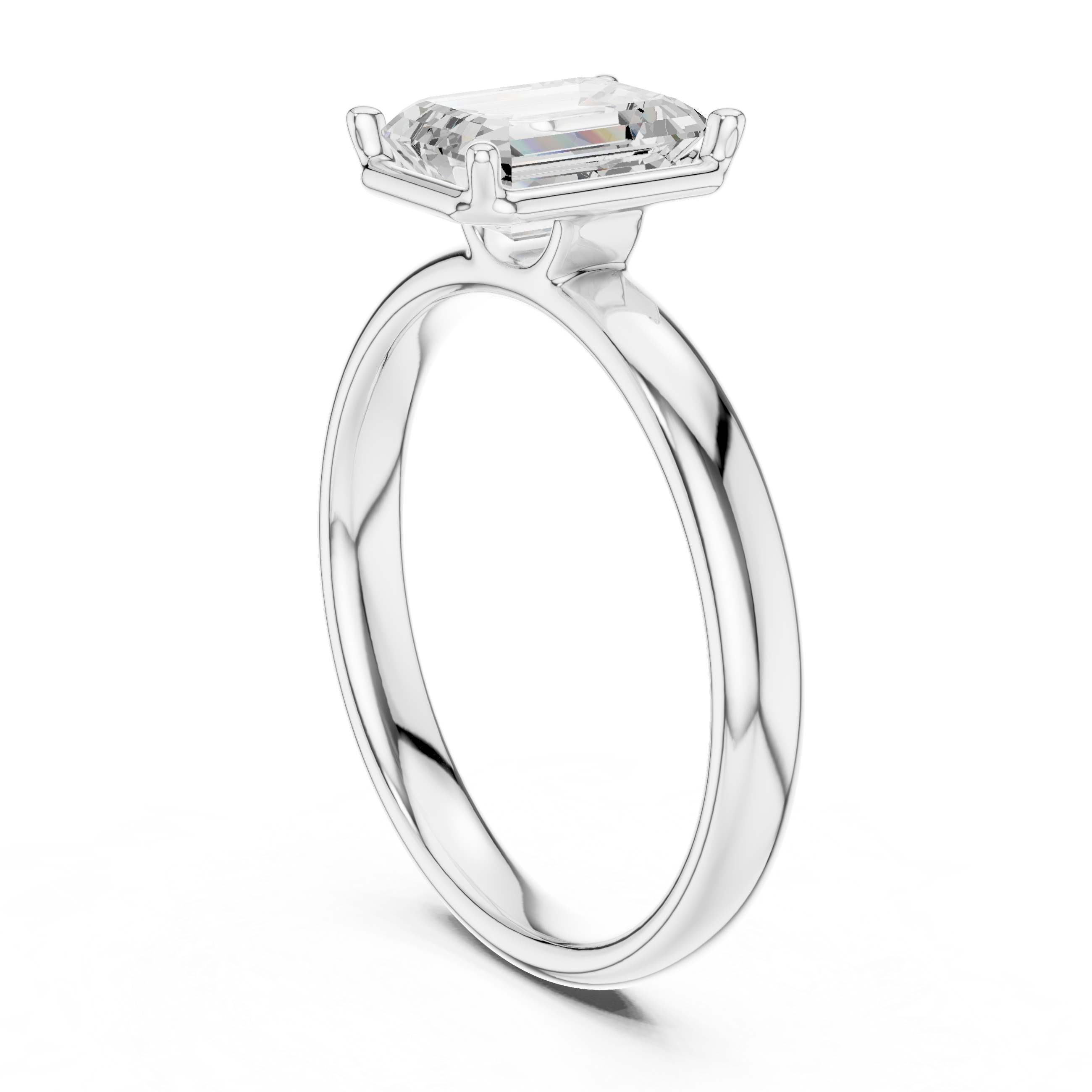 Emerald Cut Solitaire Ring – Sleek Minimal Prong Design