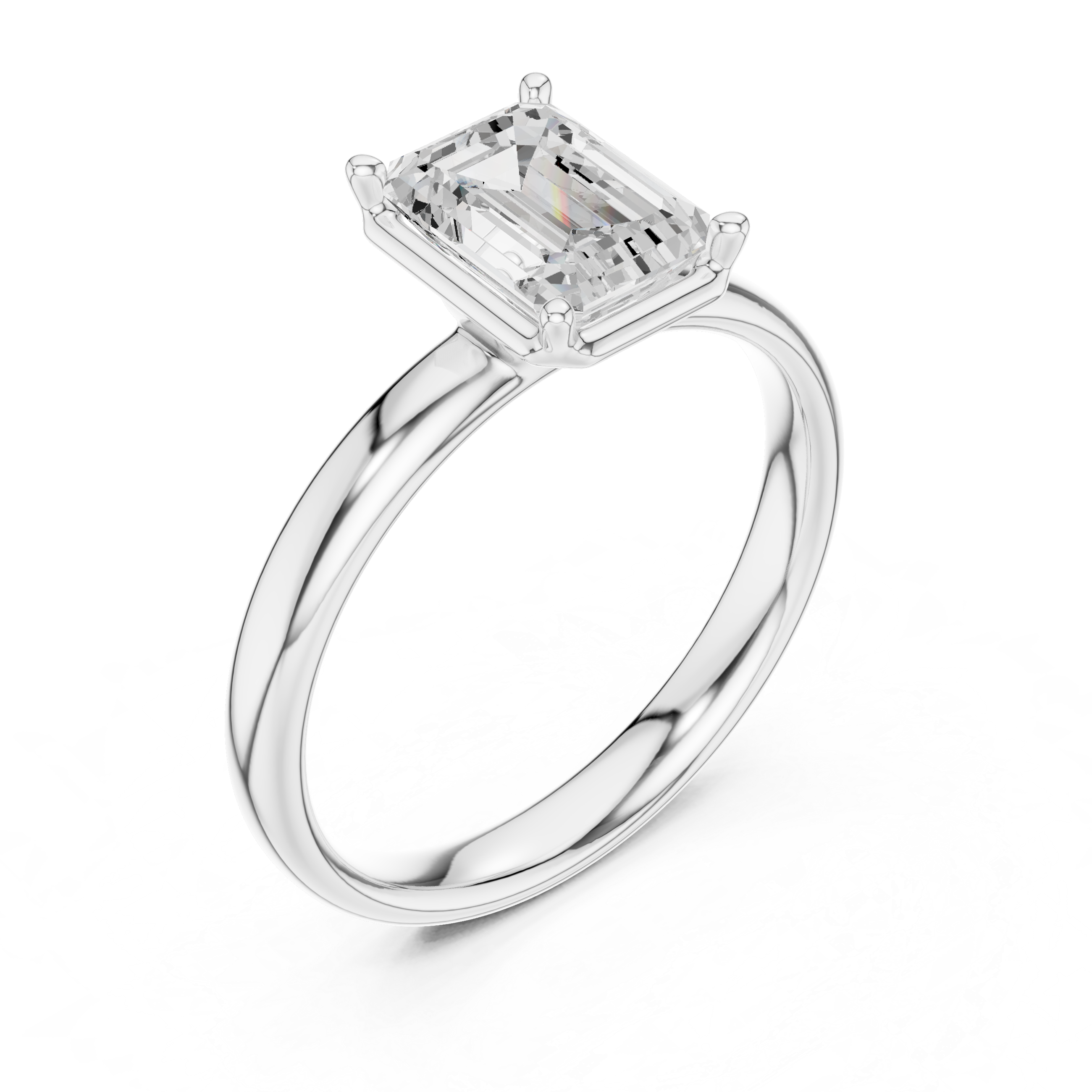 Emerald Cut Solitaire Ring – Sleek Minimal Prong Design