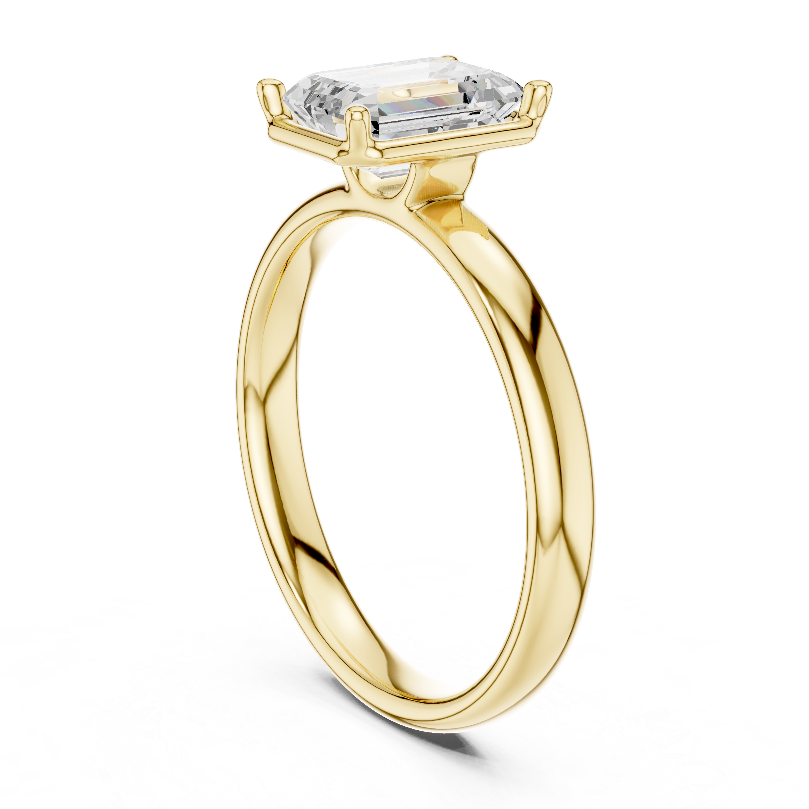 Emerald Cut Solitaire Ring – Sleek Minimal Prong Design