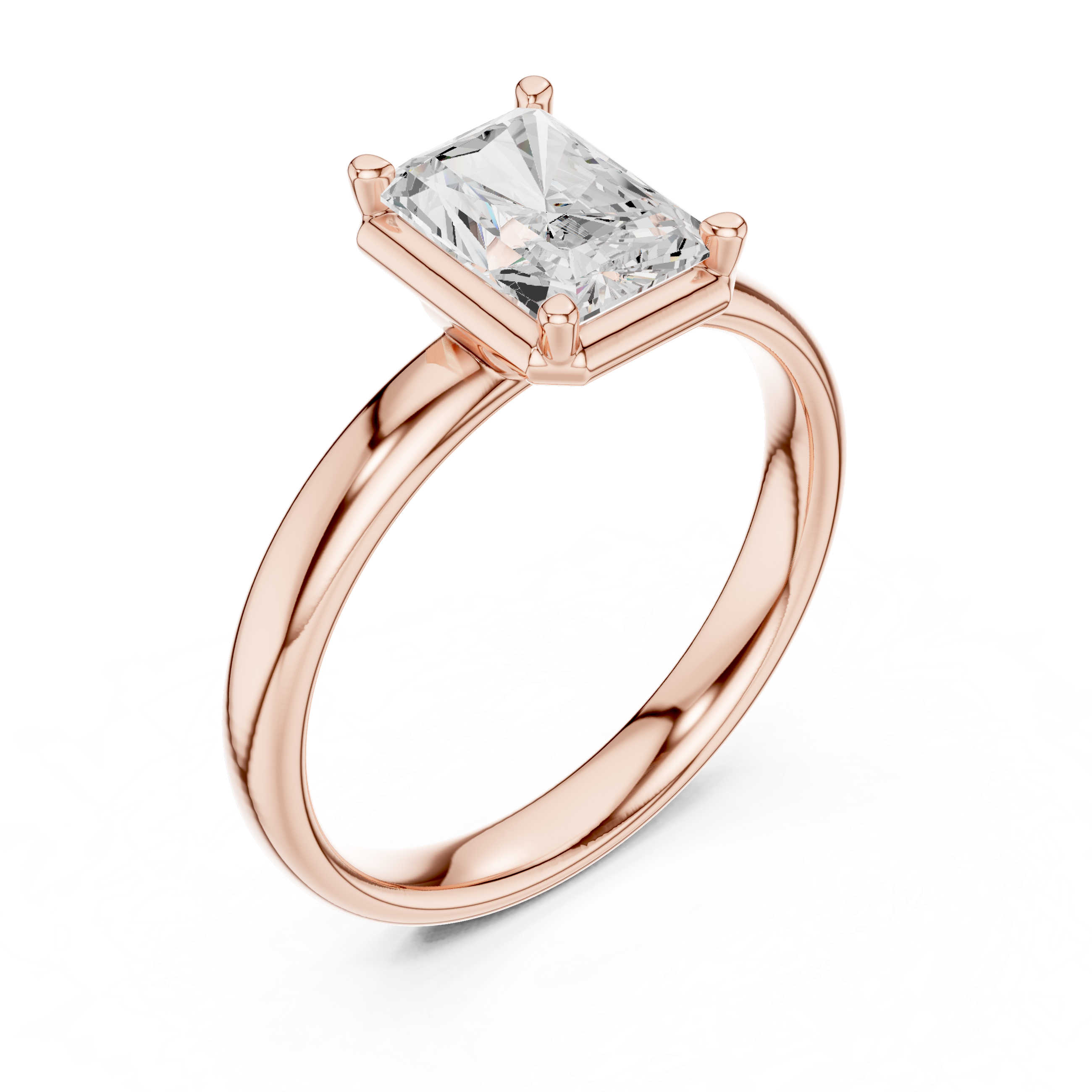 Radiant Cut Solitaire Ring – Modern Minimal Elegance