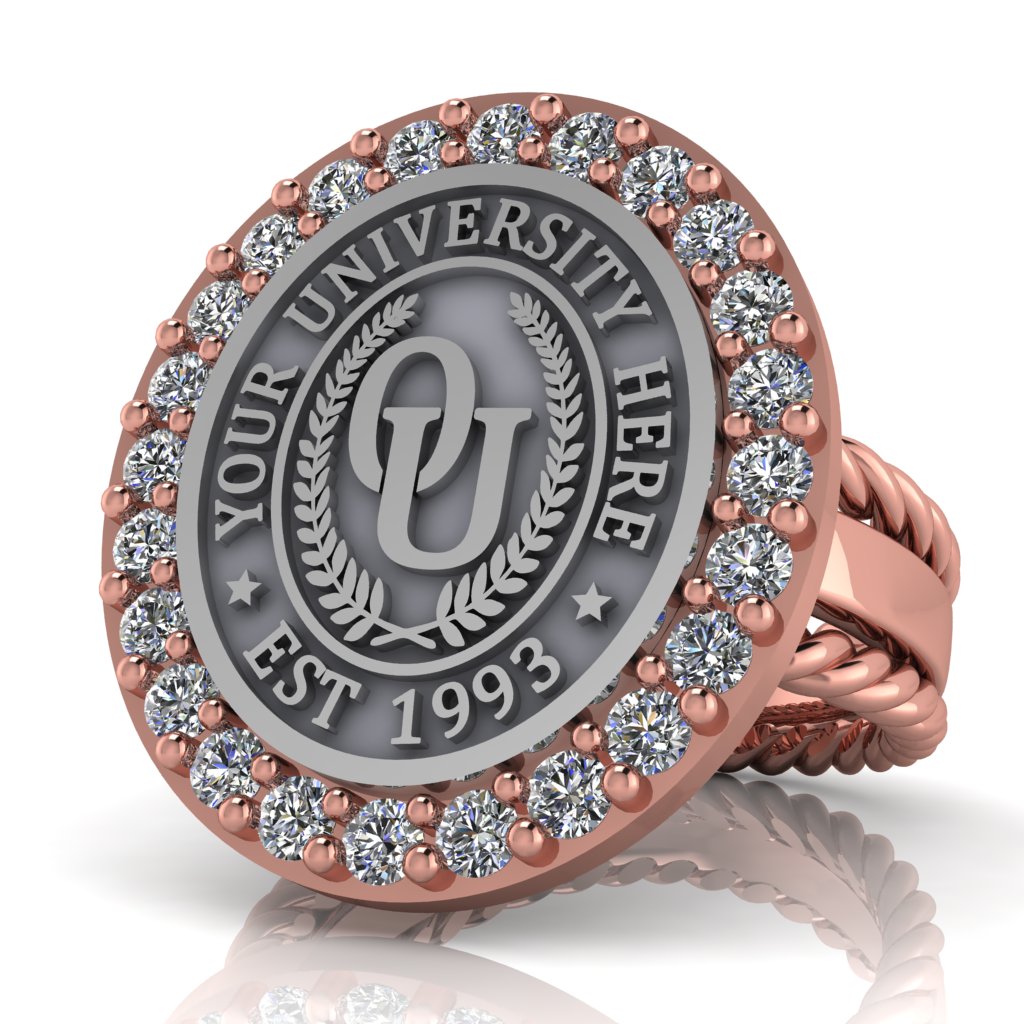 Circum Oval | Rope Edge Band Custom Collage Ring