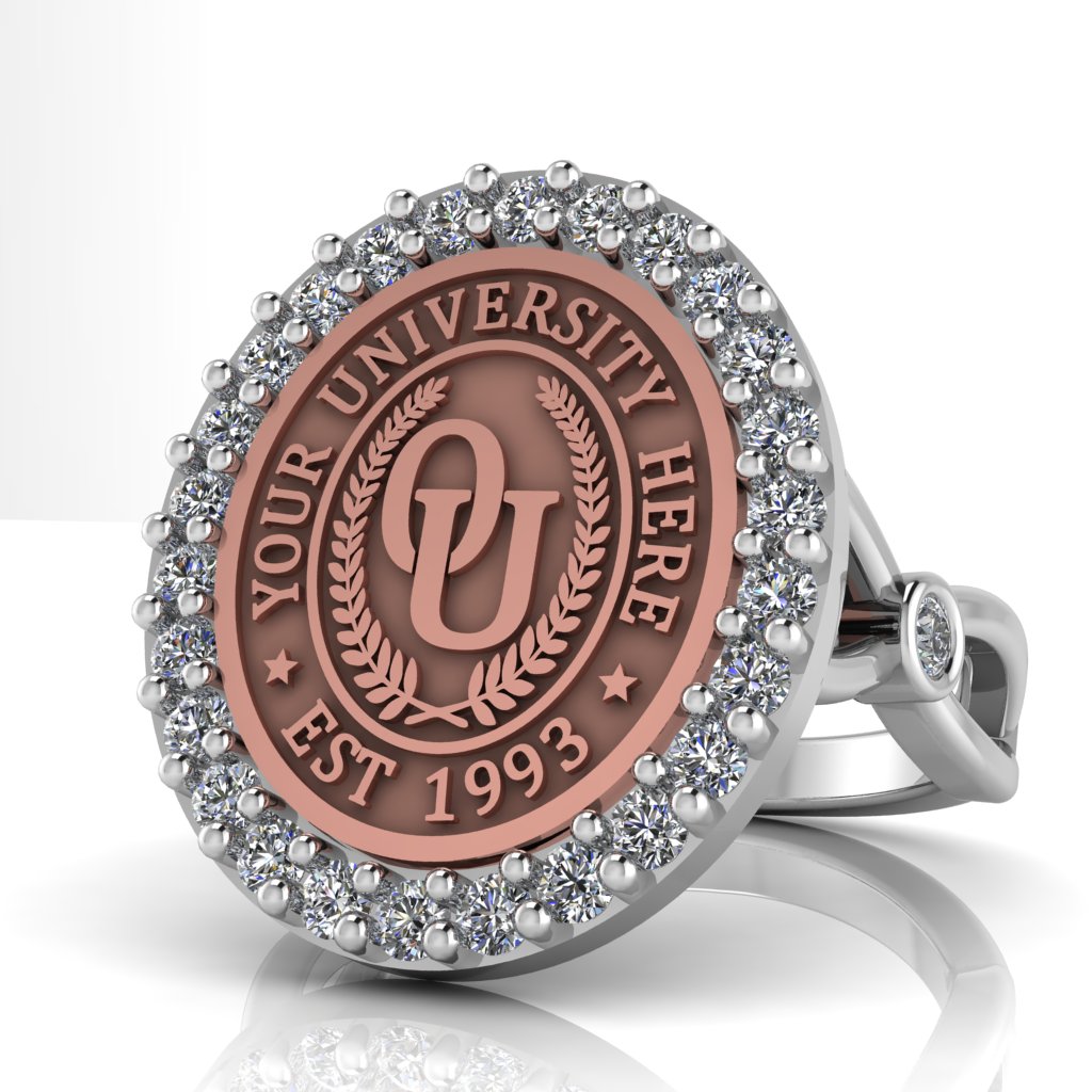 Circum Oval | Infinity Bezel Band Custom College Ring