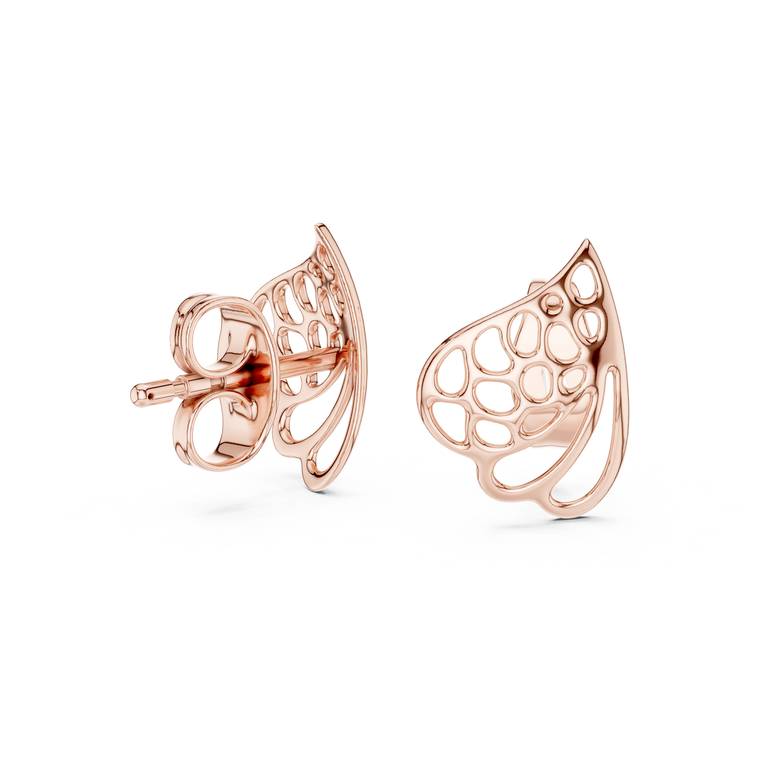 Organic Openwork Gold Stud Earrings
