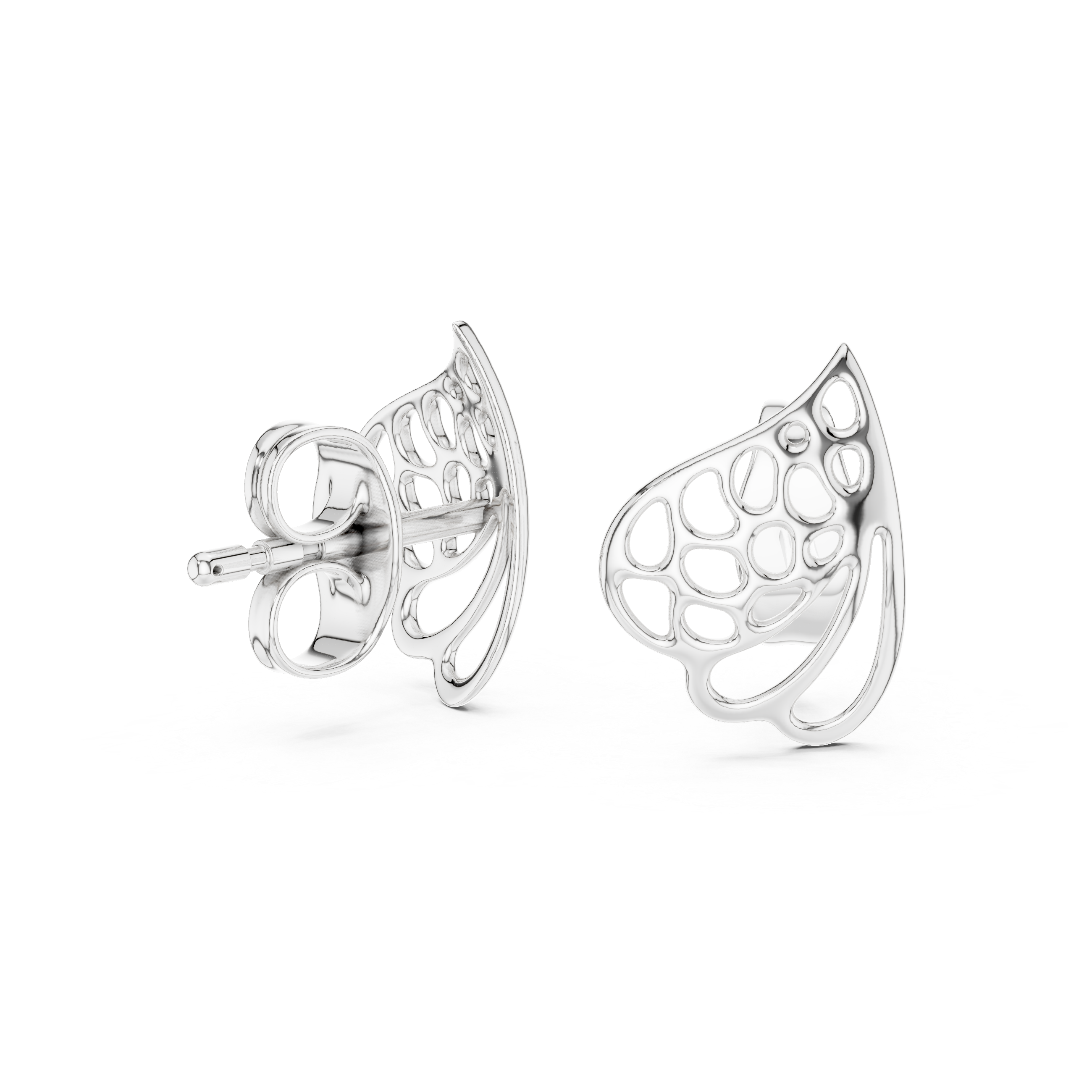 Organic Openwork Gold Stud Earrings
