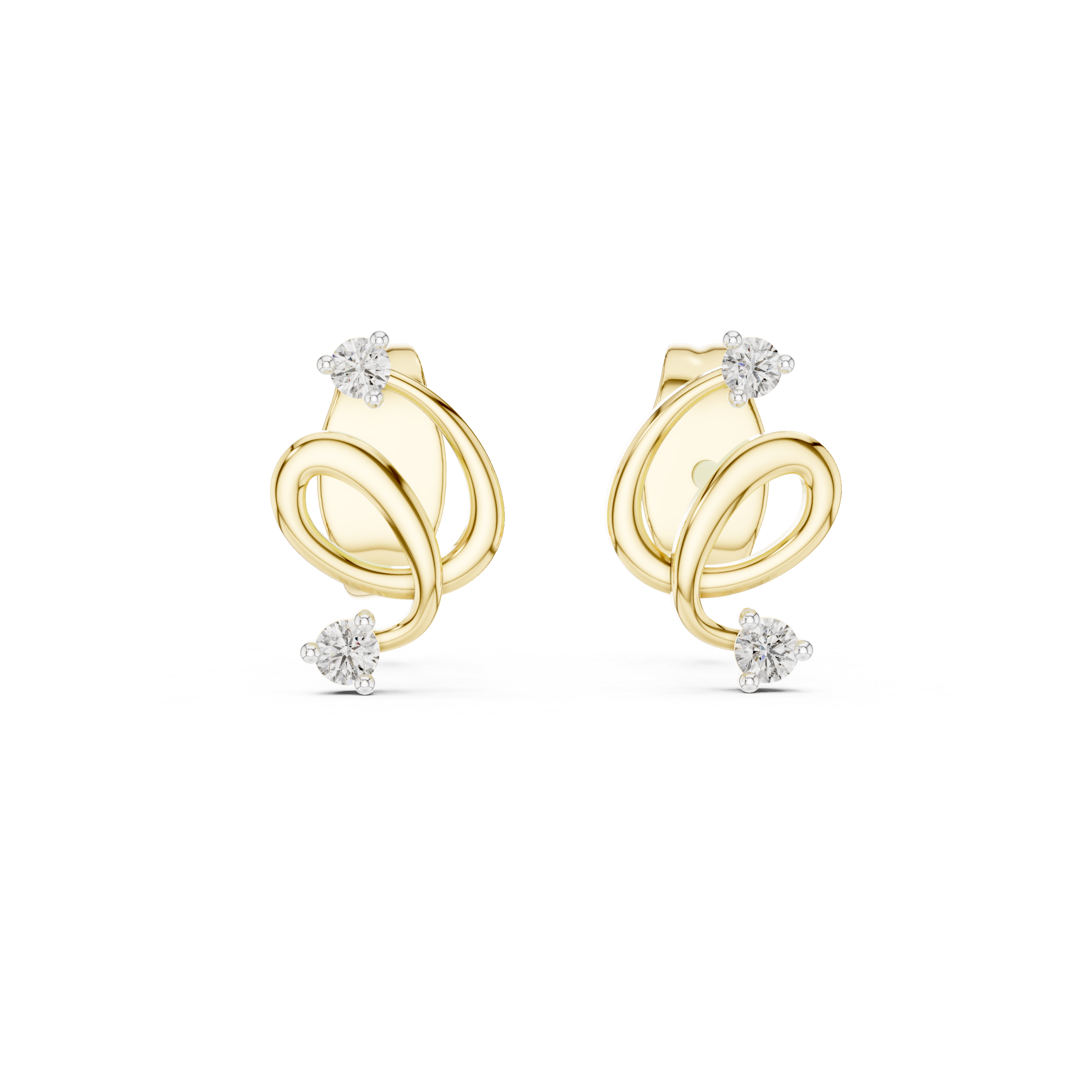 Modern Twist Diamond Stud Earrings