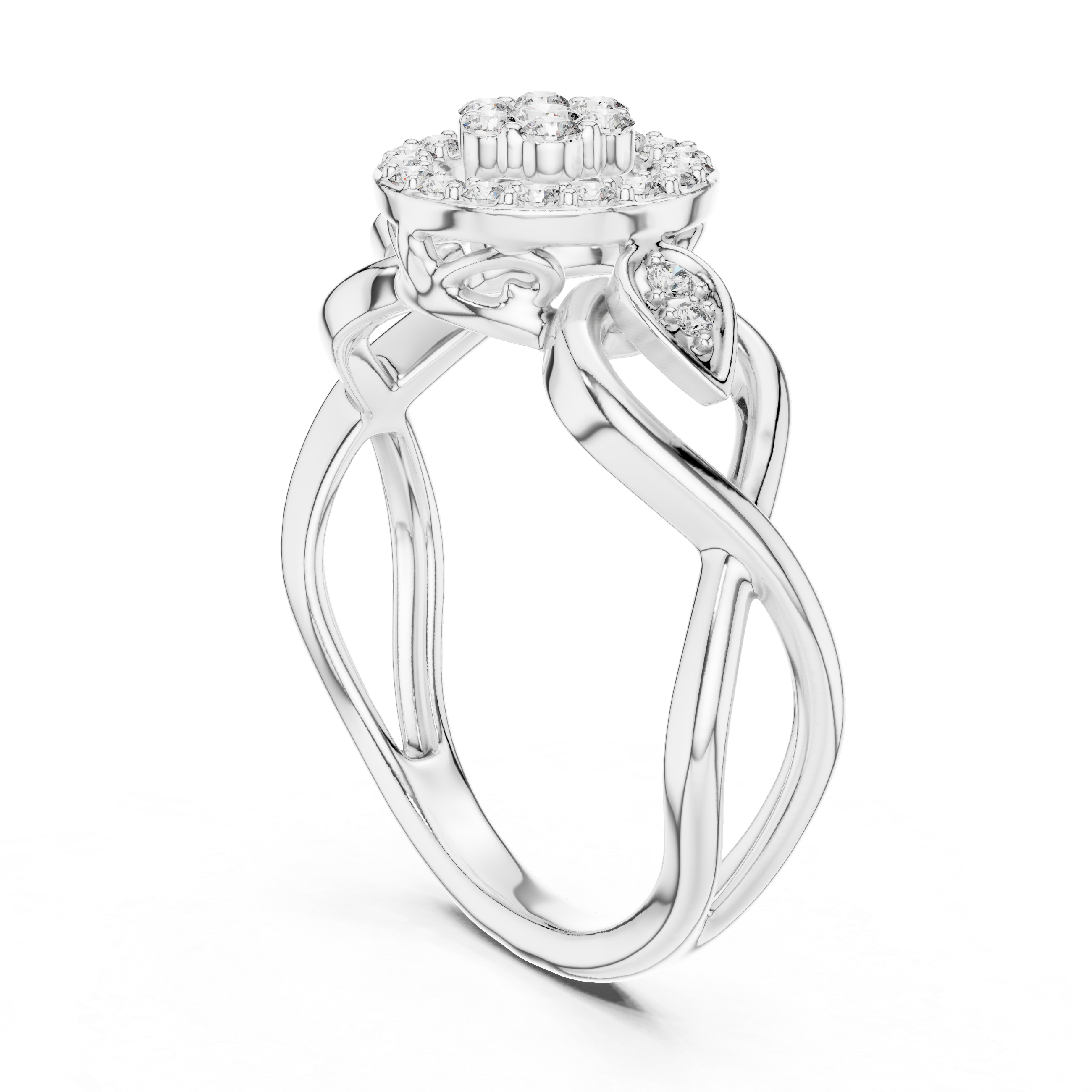 Vintage Halo Diamond Ring with Twisted Infinity Band