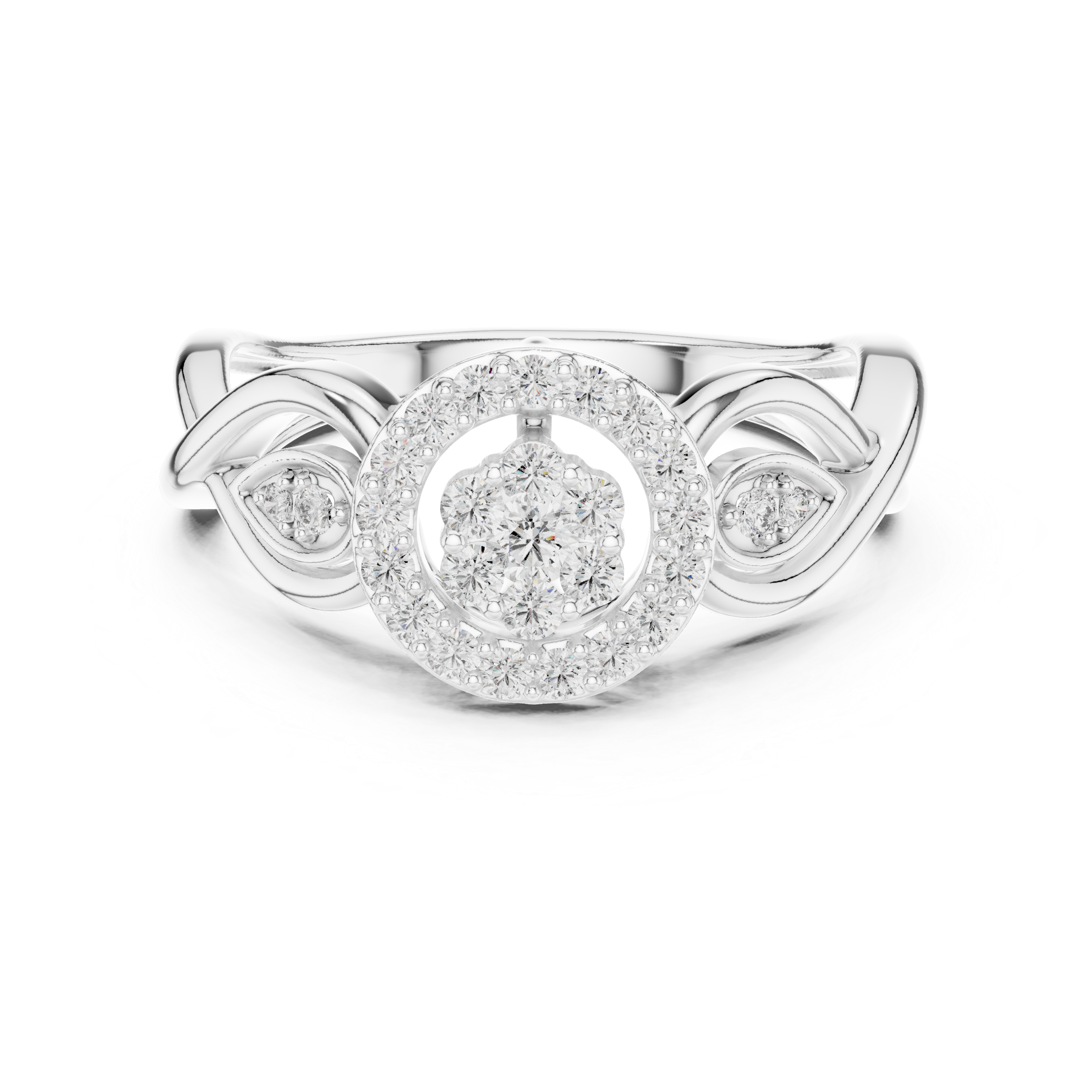 Vintage Halo Diamond Ring with Twisted Infinity Band