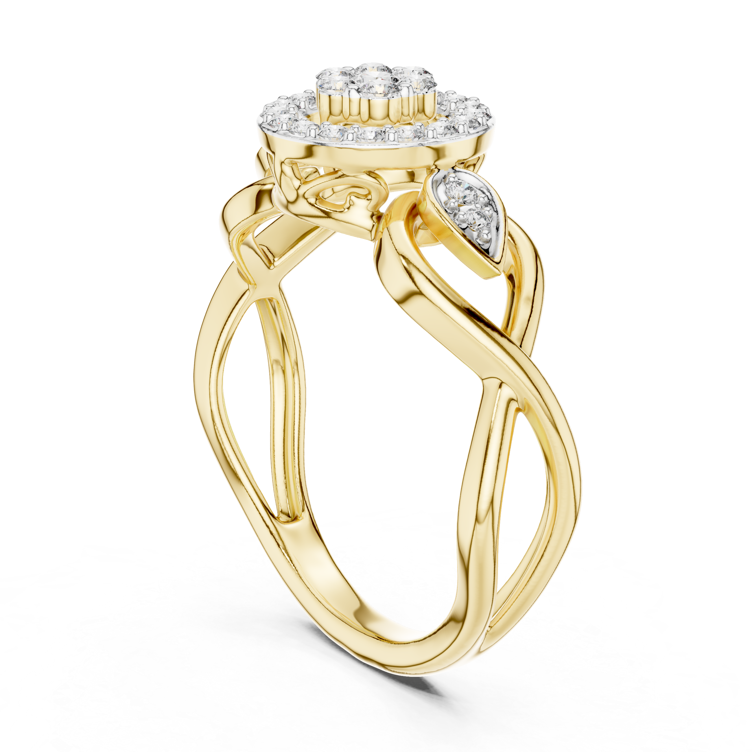 Vintage Halo Diamond Ring with Twisted Infinity Band
