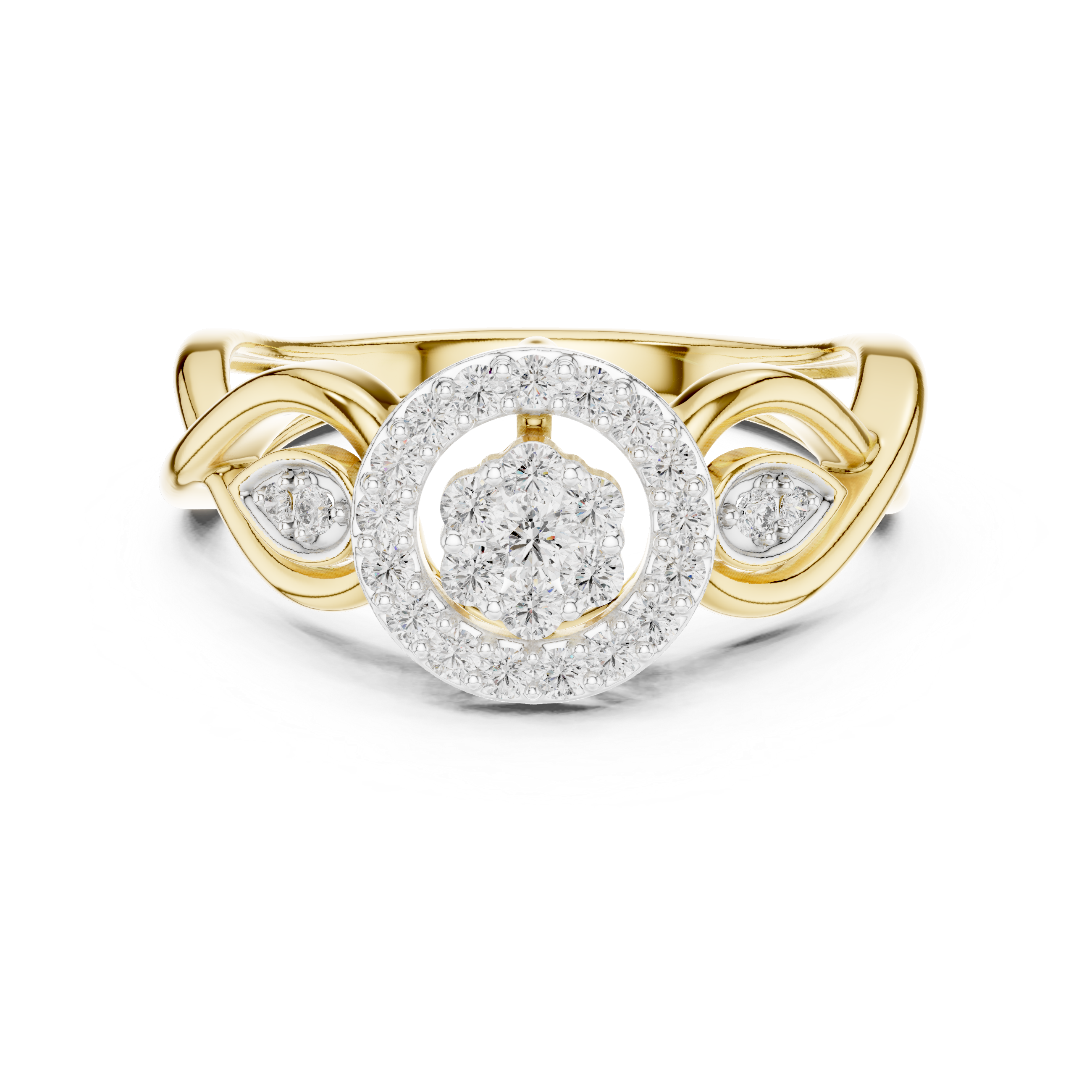 Vintage Halo Diamond Ring with Twisted Infinity Band