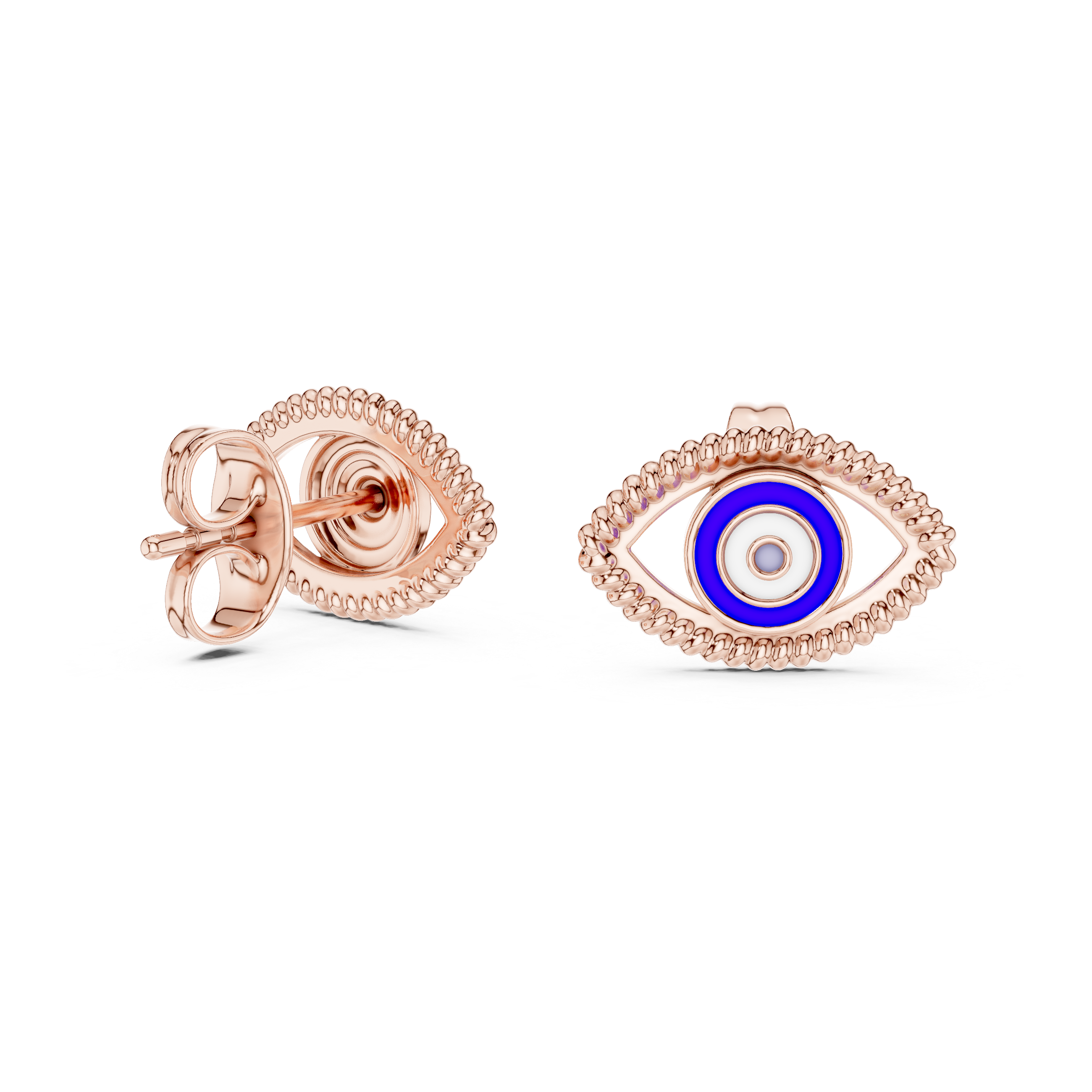 Evil Eye Enamel Gold Stud Earrings