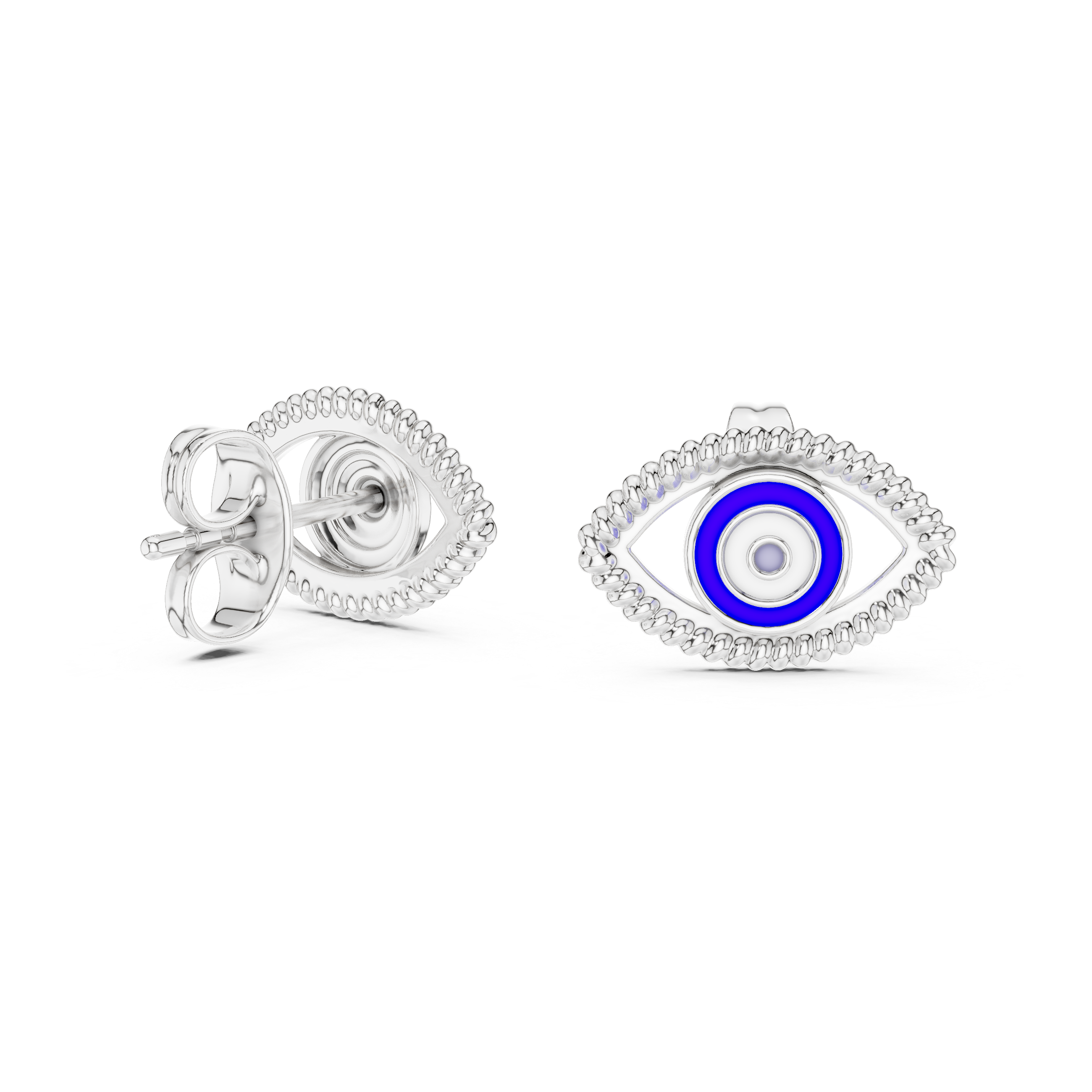 Evil Eye Enamel Gold Stud Earrings