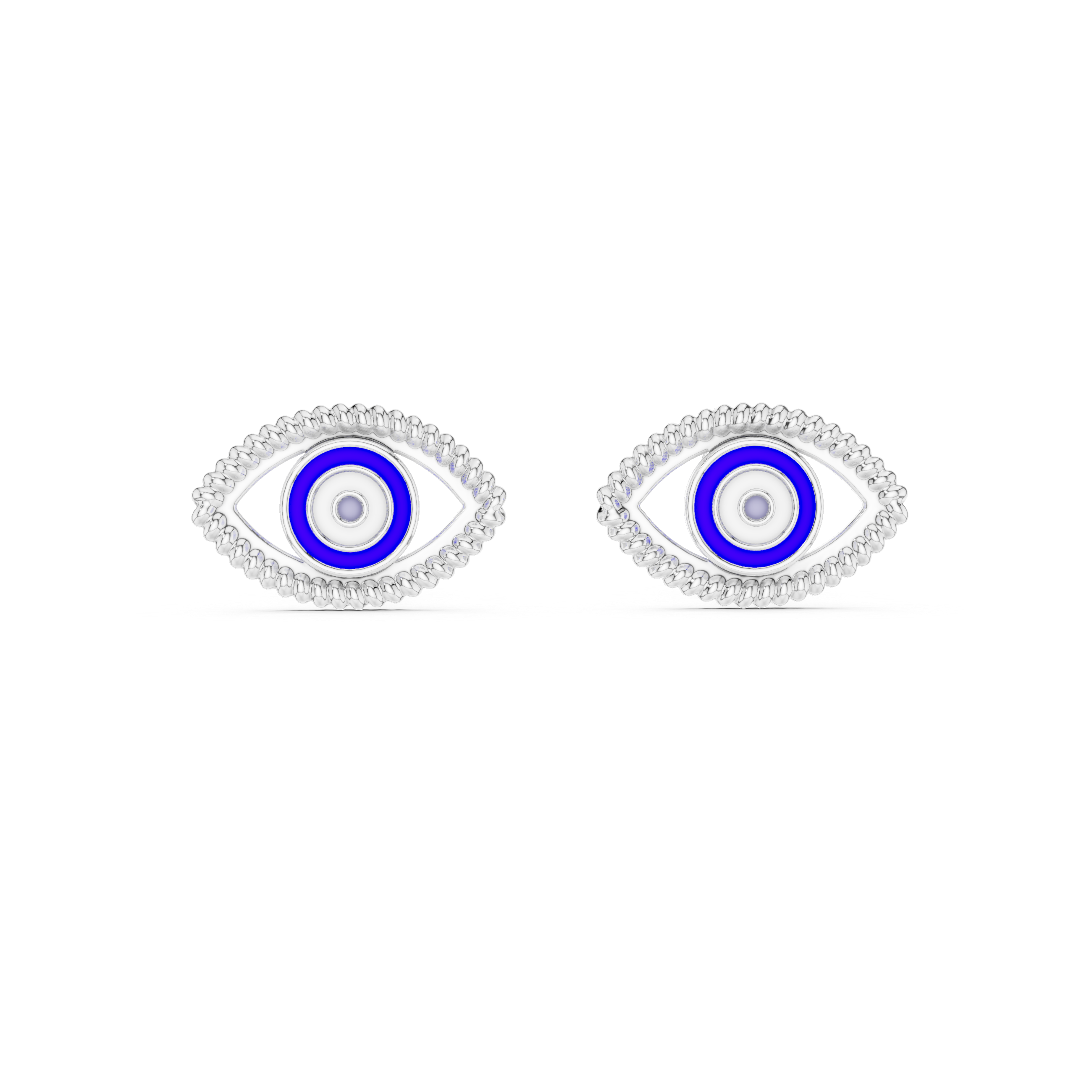 Evil Eye Enamel Gold Stud Earrings