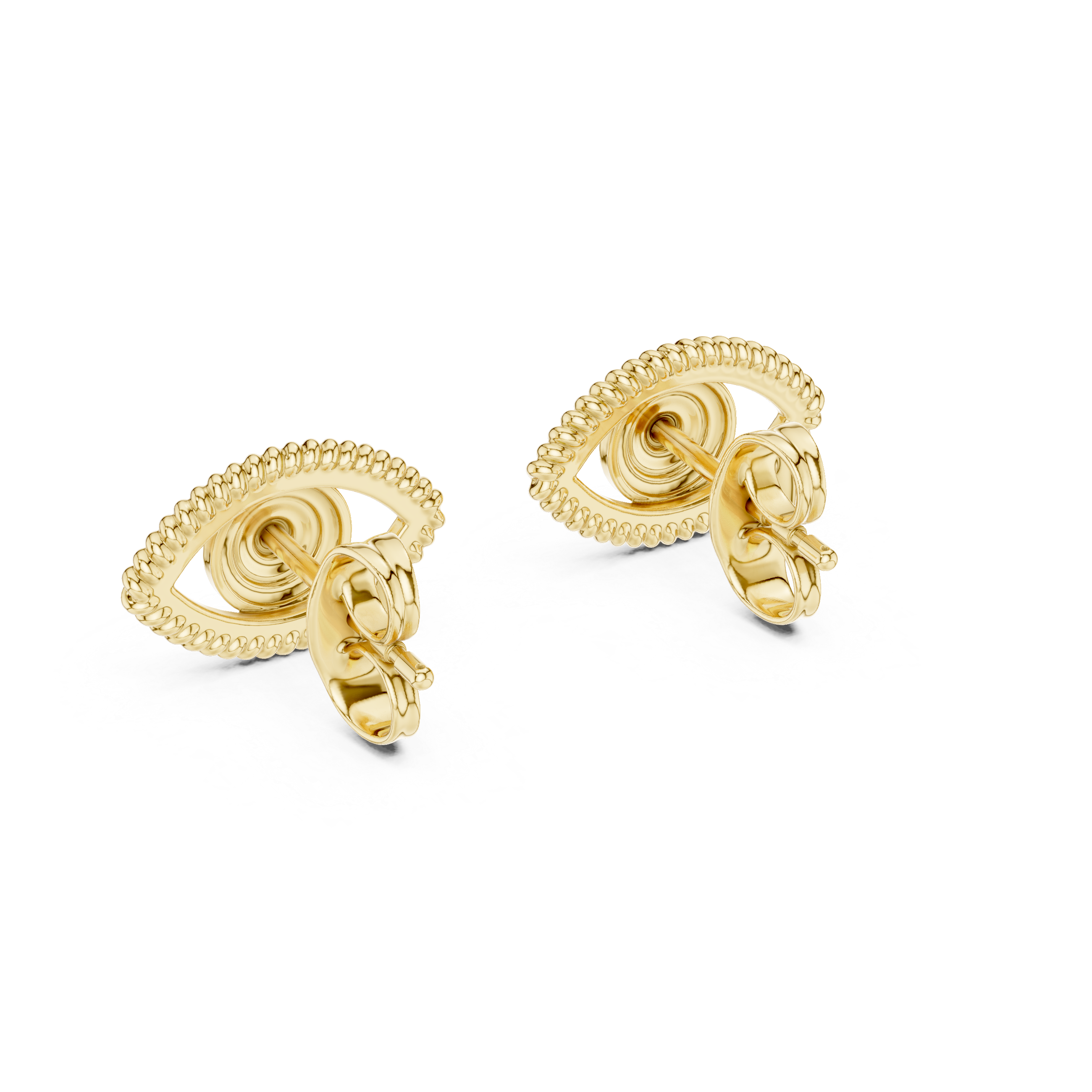 Evil Eye Enamel Gold Stud Earrings