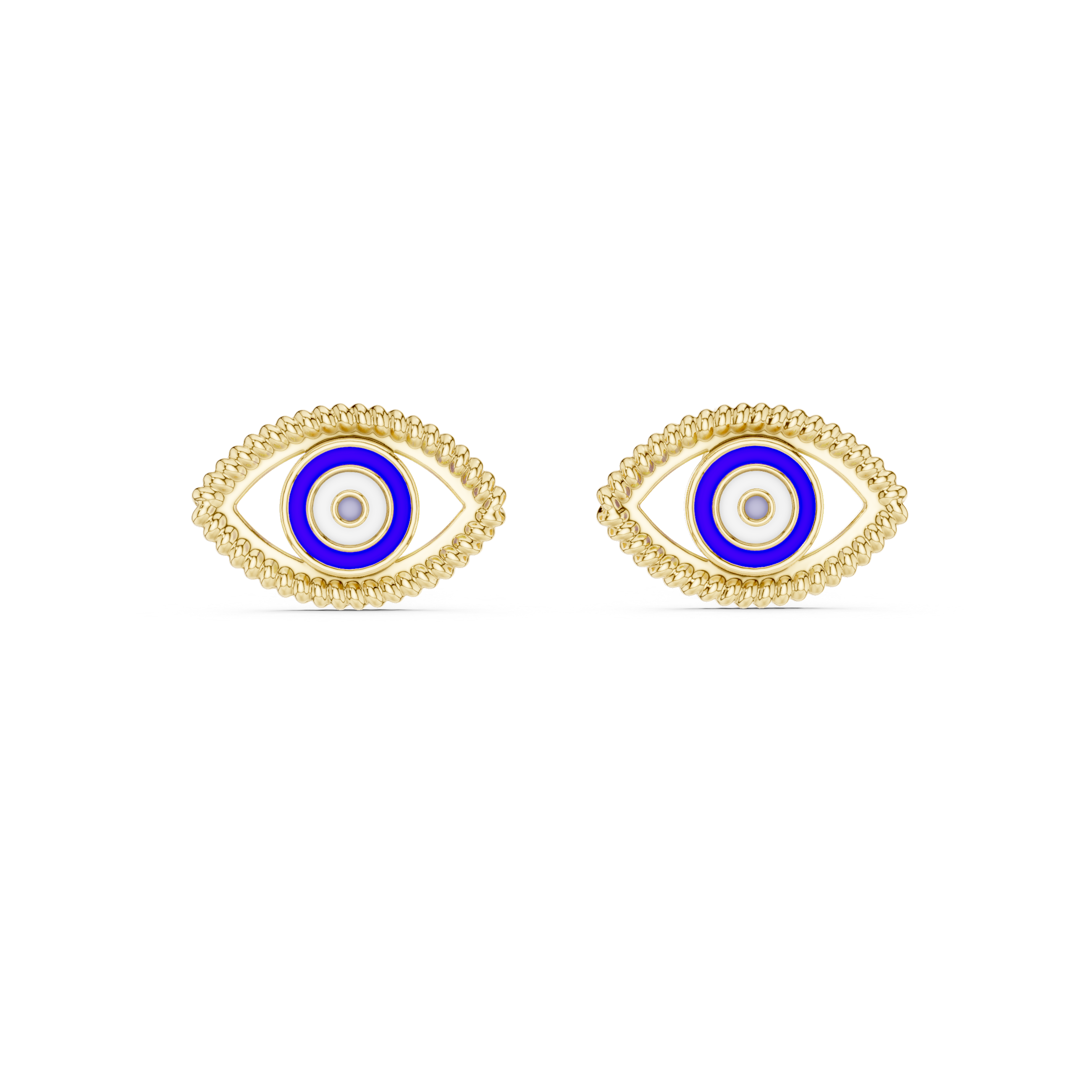 Evil Eye Enamel Gold Stud Earrings