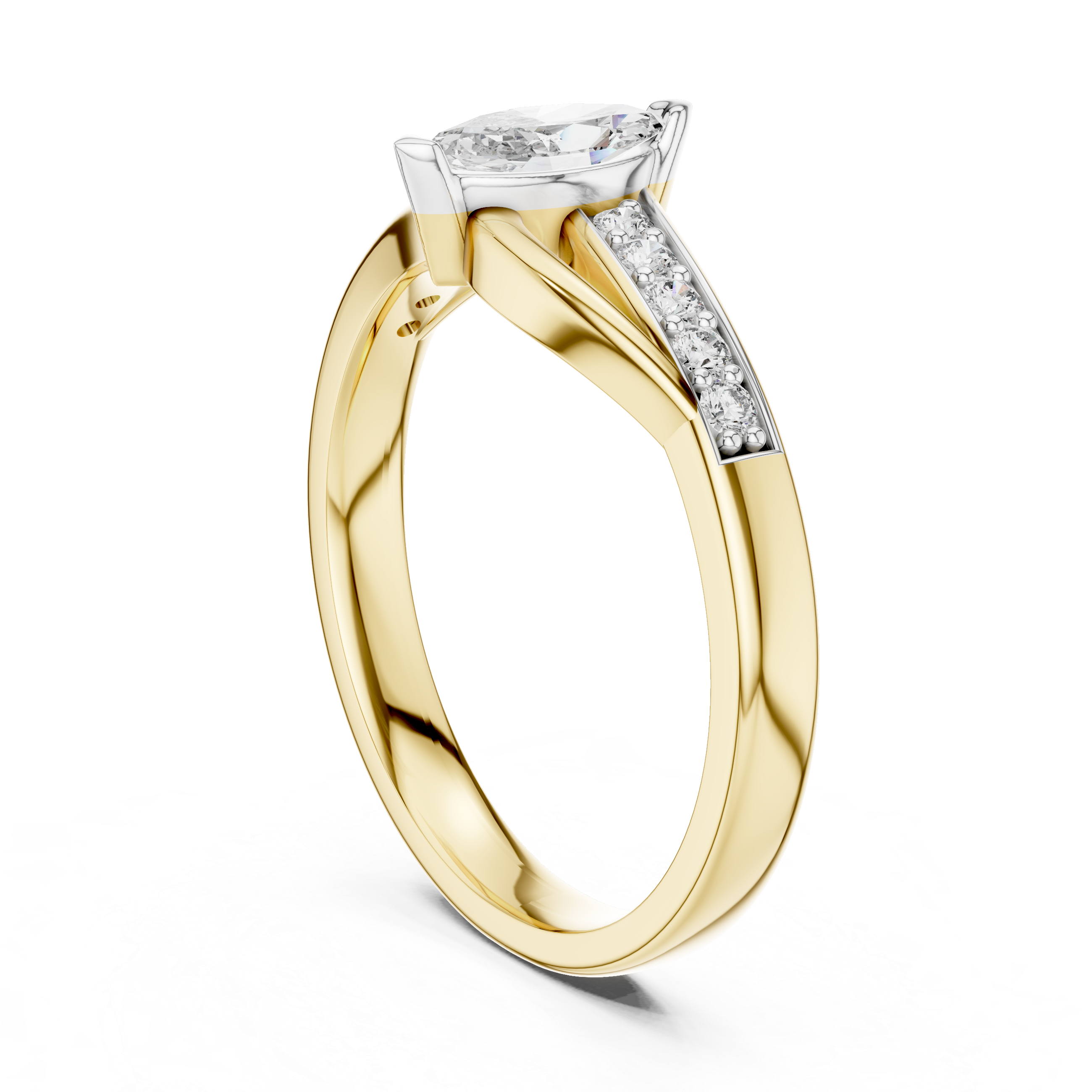 Marquise Cut Diamond Ring with Twisted Pavé Band