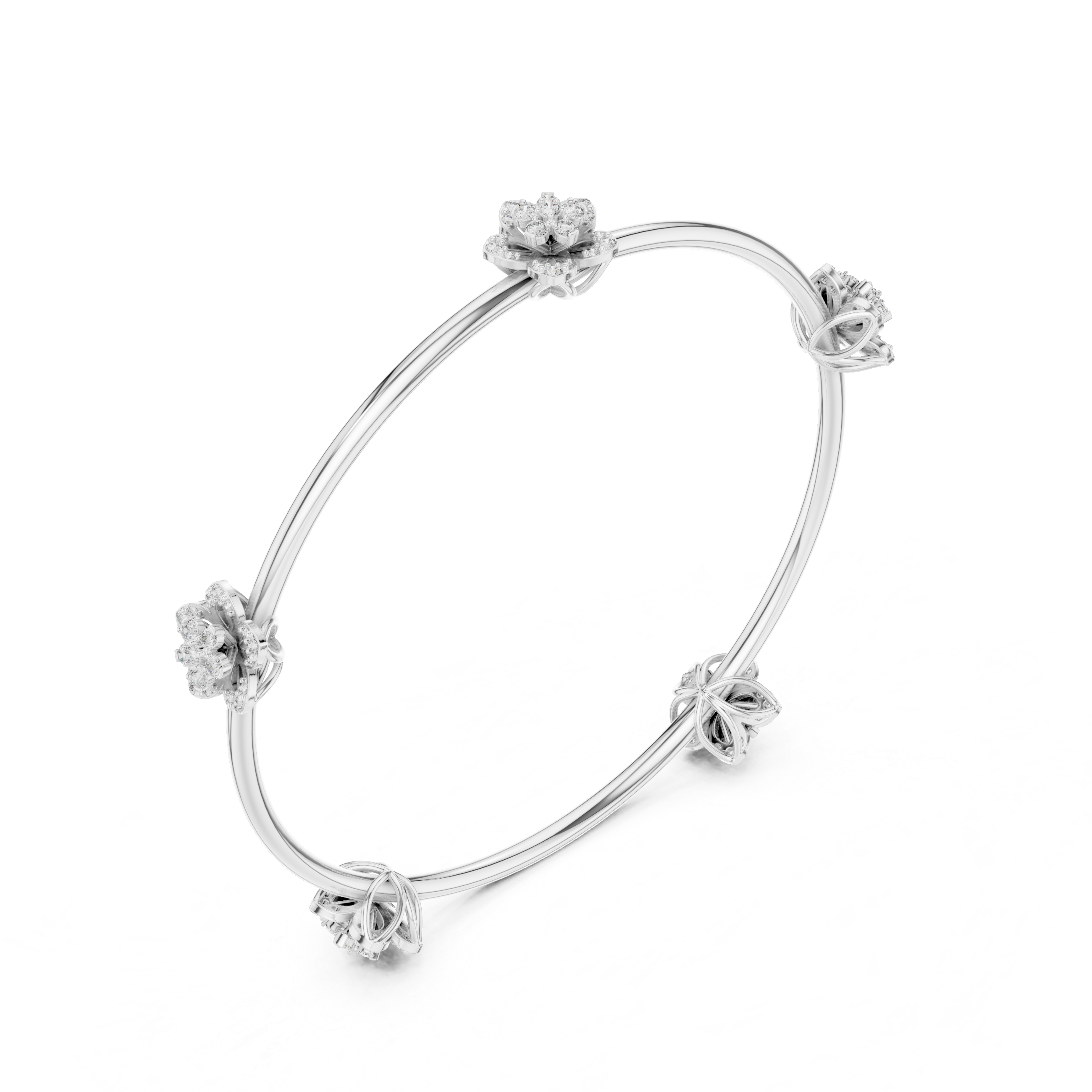 Luxury Diamond Floral Bangle