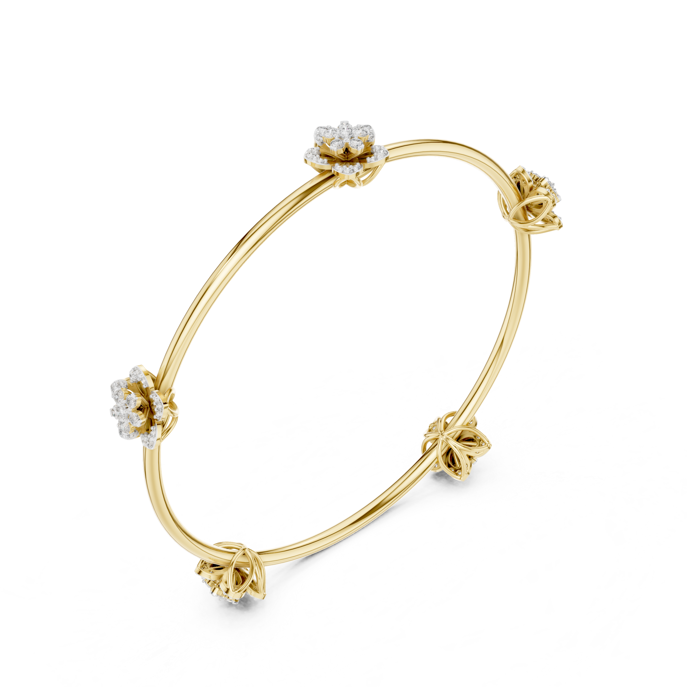 Luxury Diamond Floral Bangle