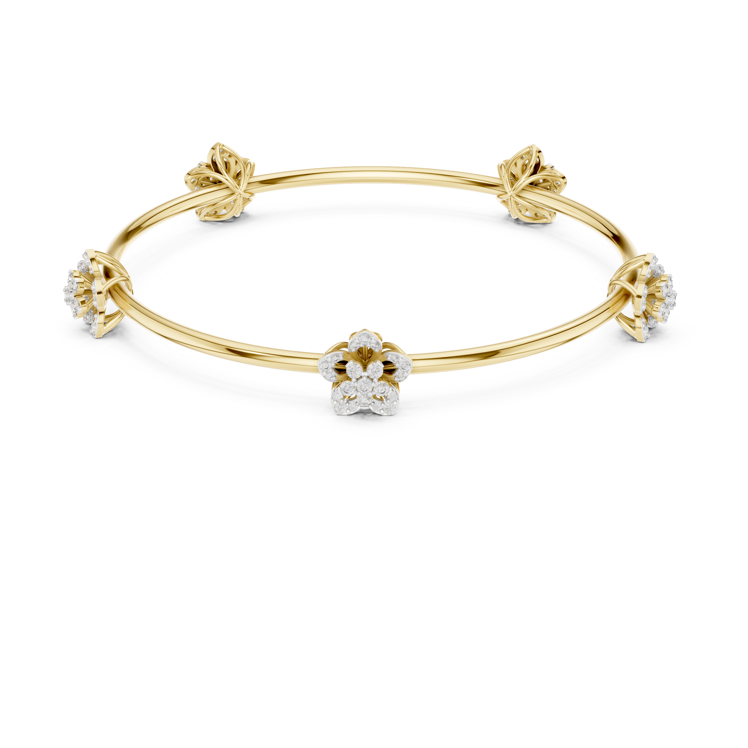 Luxury Diamond Floral Bangle