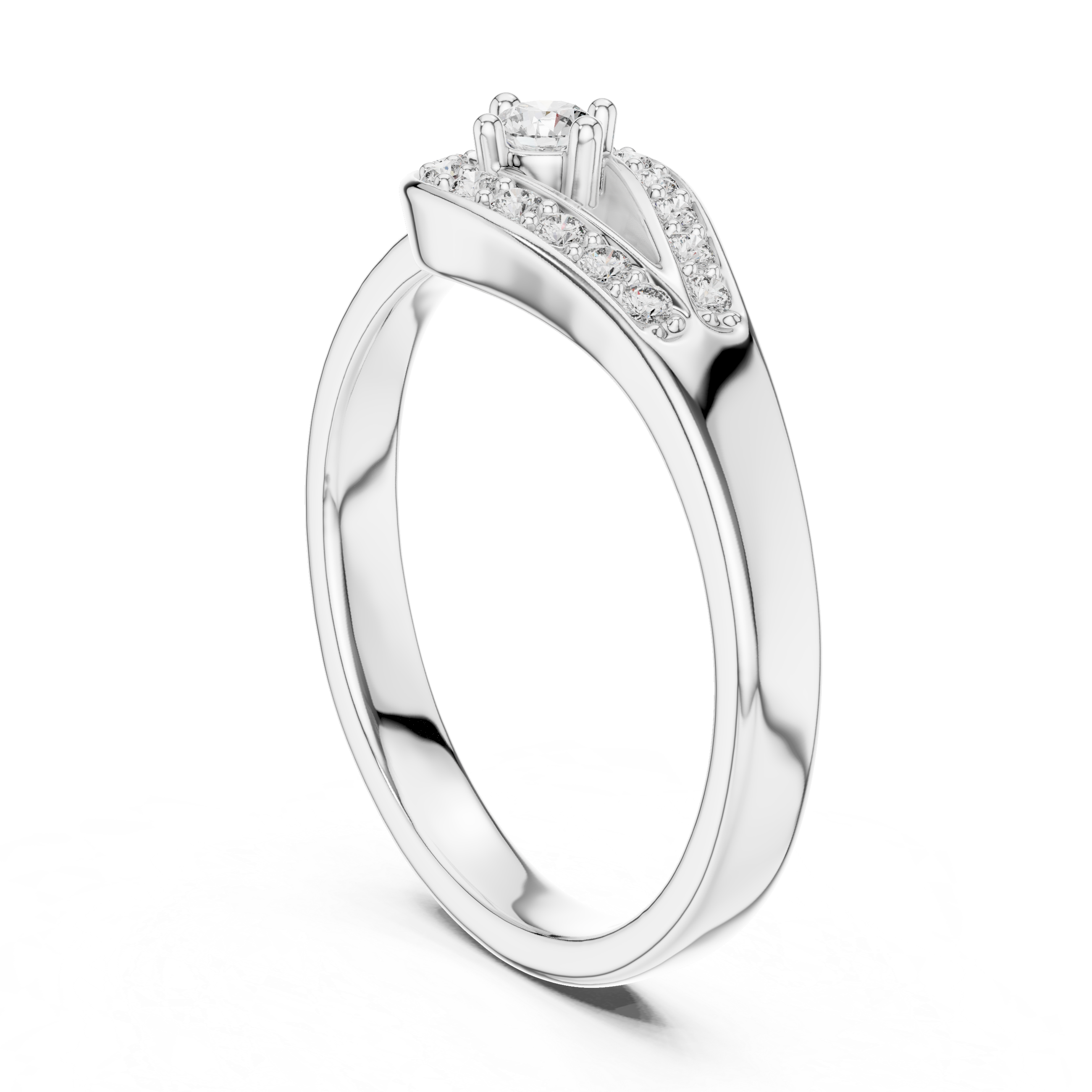 Modern Teardrop Halo Diamond Ring with Pavé Accents