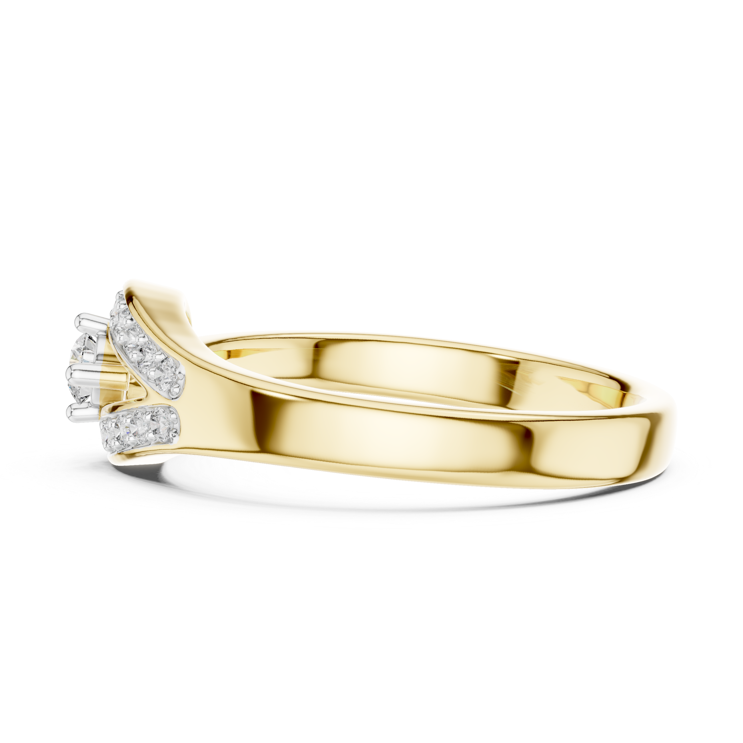 Modern Teardrop Halo Diamond Ring with Pavé Accents