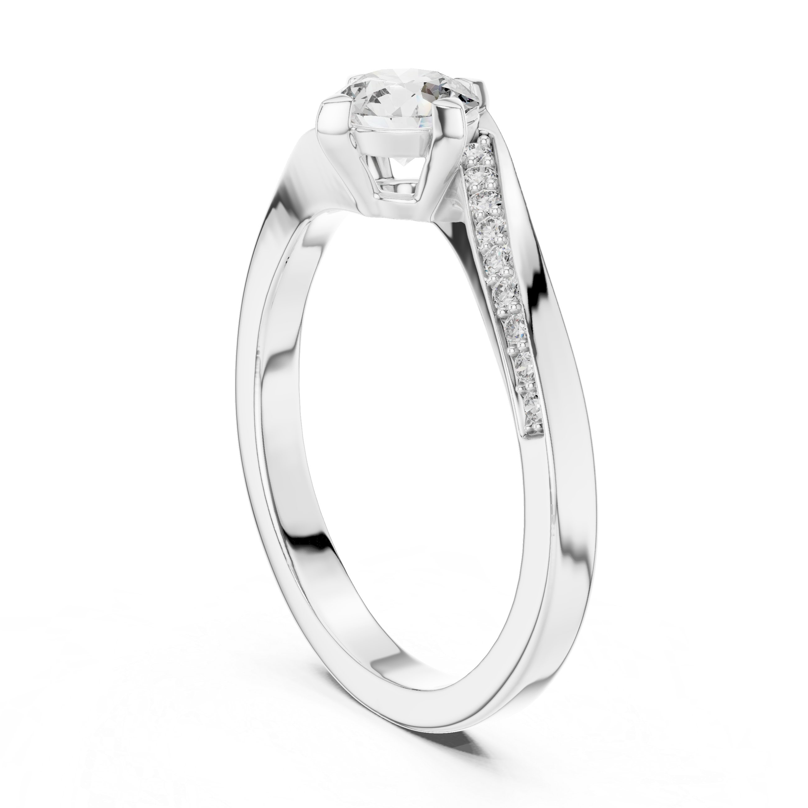 Twisted Split Shank Round Diamond Engagement Ring
