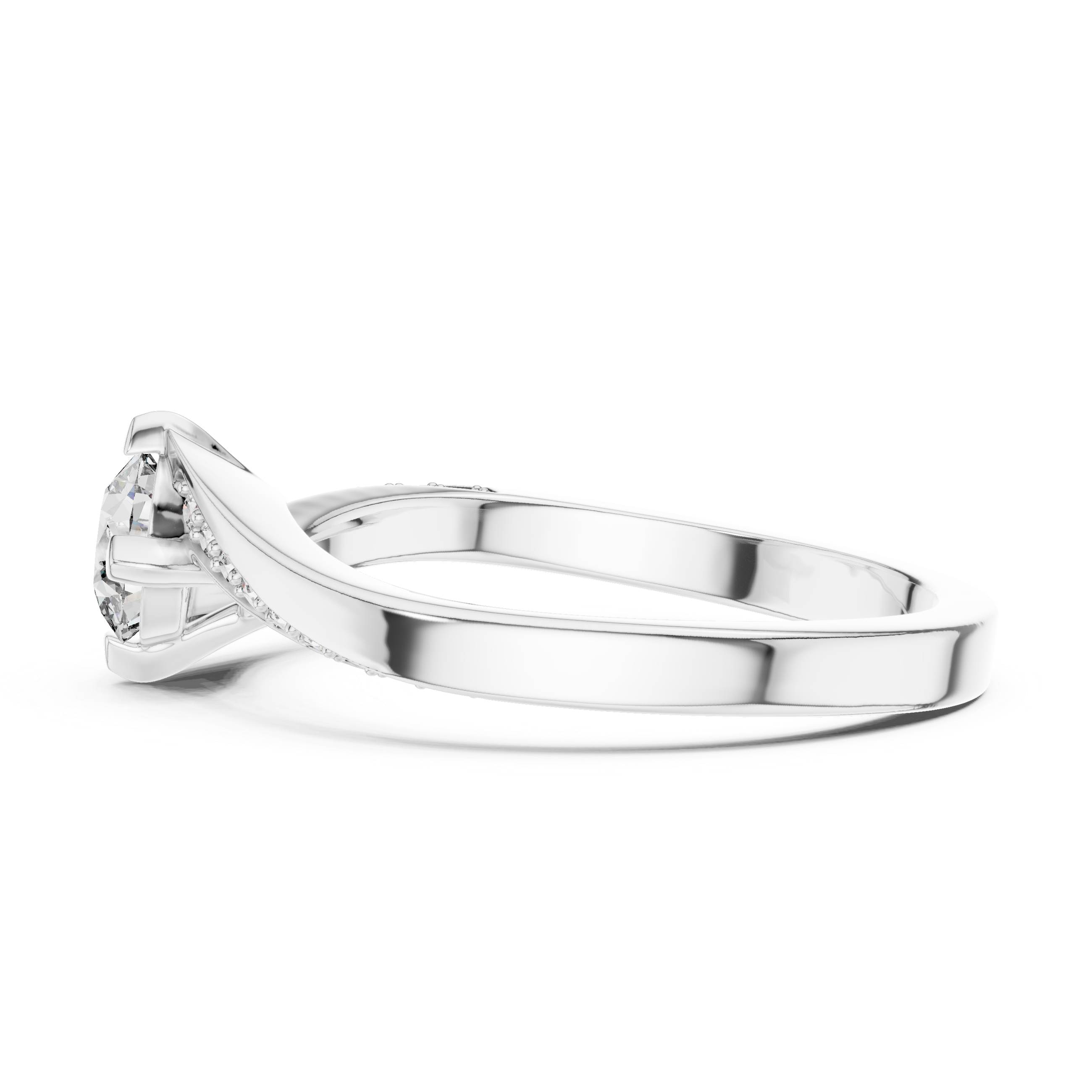 Twisted Split Shank Round Diamond Engagement Ring
