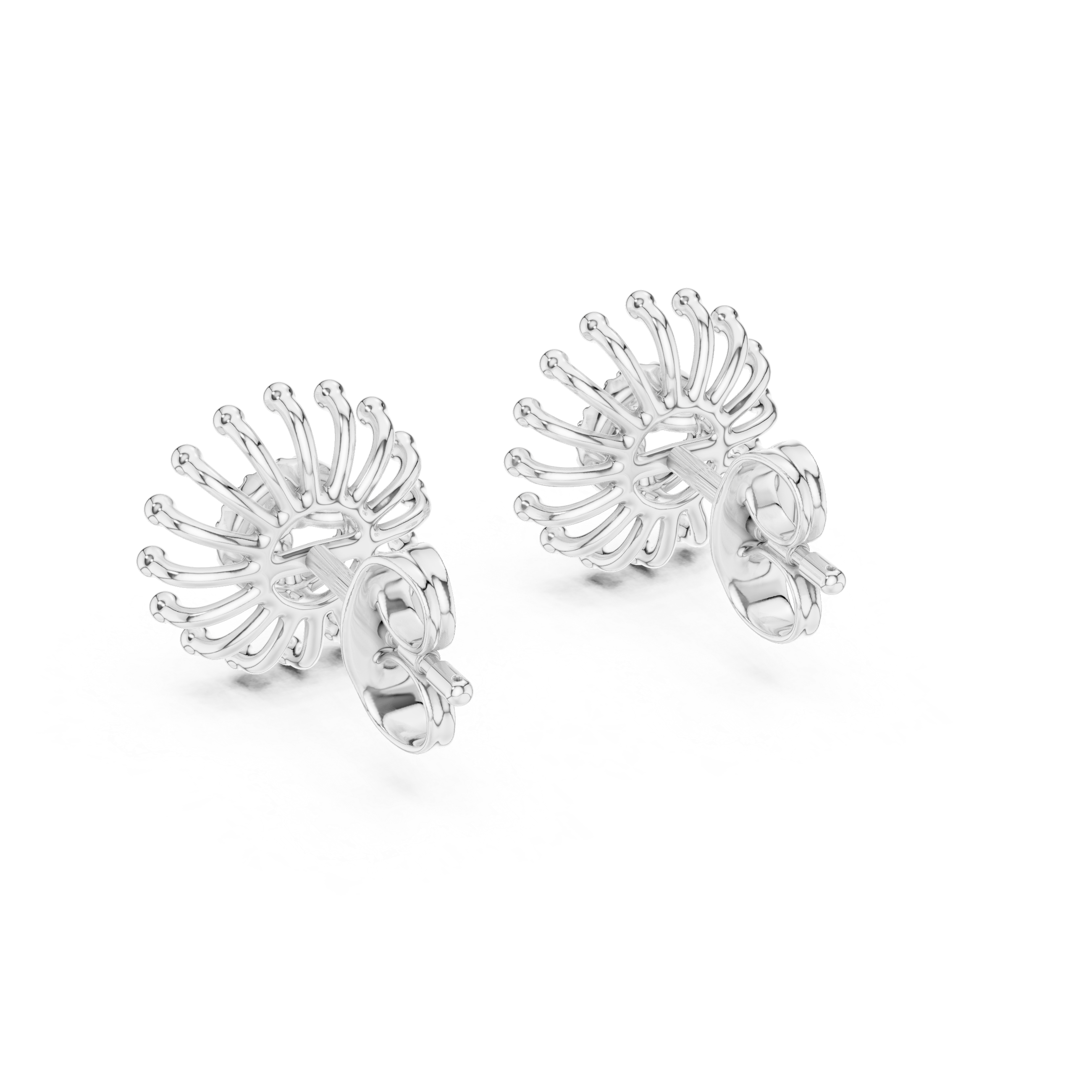 Sunburst Diamond Cluster Gold Stud Earrings
