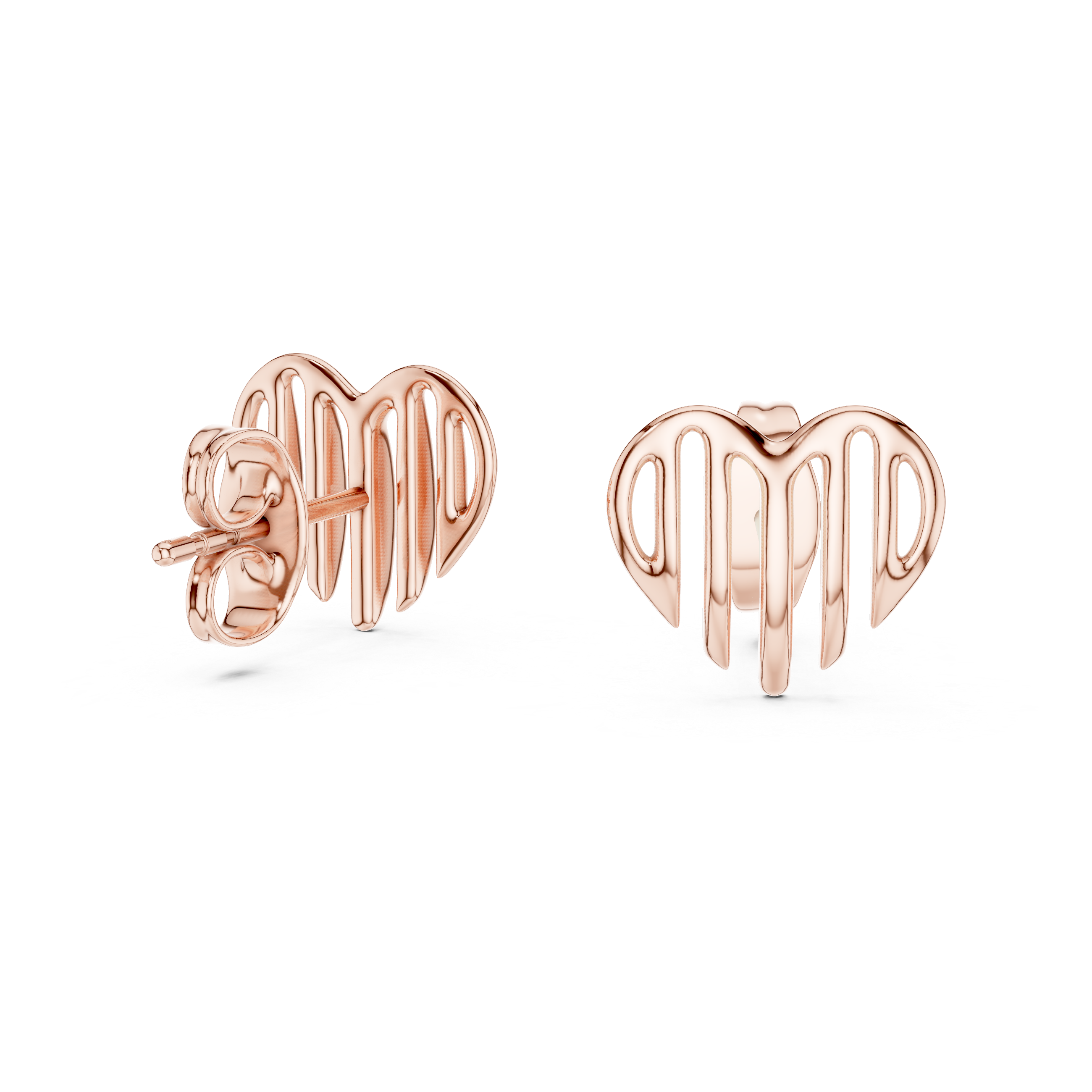 Minimalist Open Heart Gold Stud Earrings